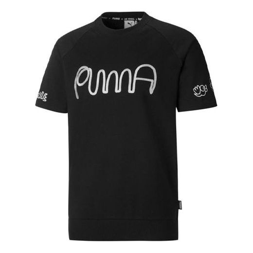 PUMA x Mr.Doodle Shirt Sleeve Crew T-Shirt 'Black White' 530649-01 - 1