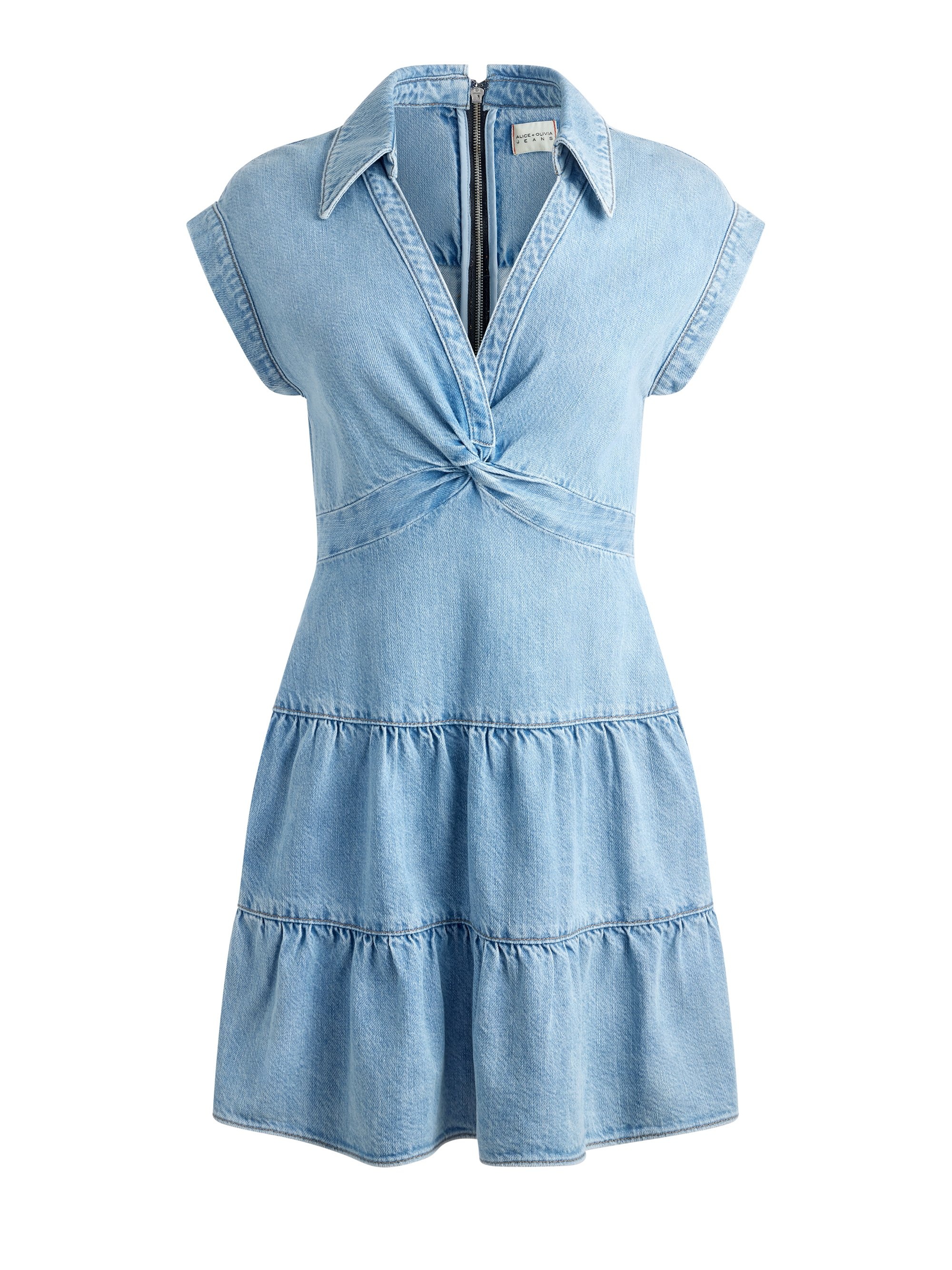 alice and olivia blue ruffle dress Sky Blue Sweetheart Cutout Satin Mermaid Long Formal Dress with Slit main image 1