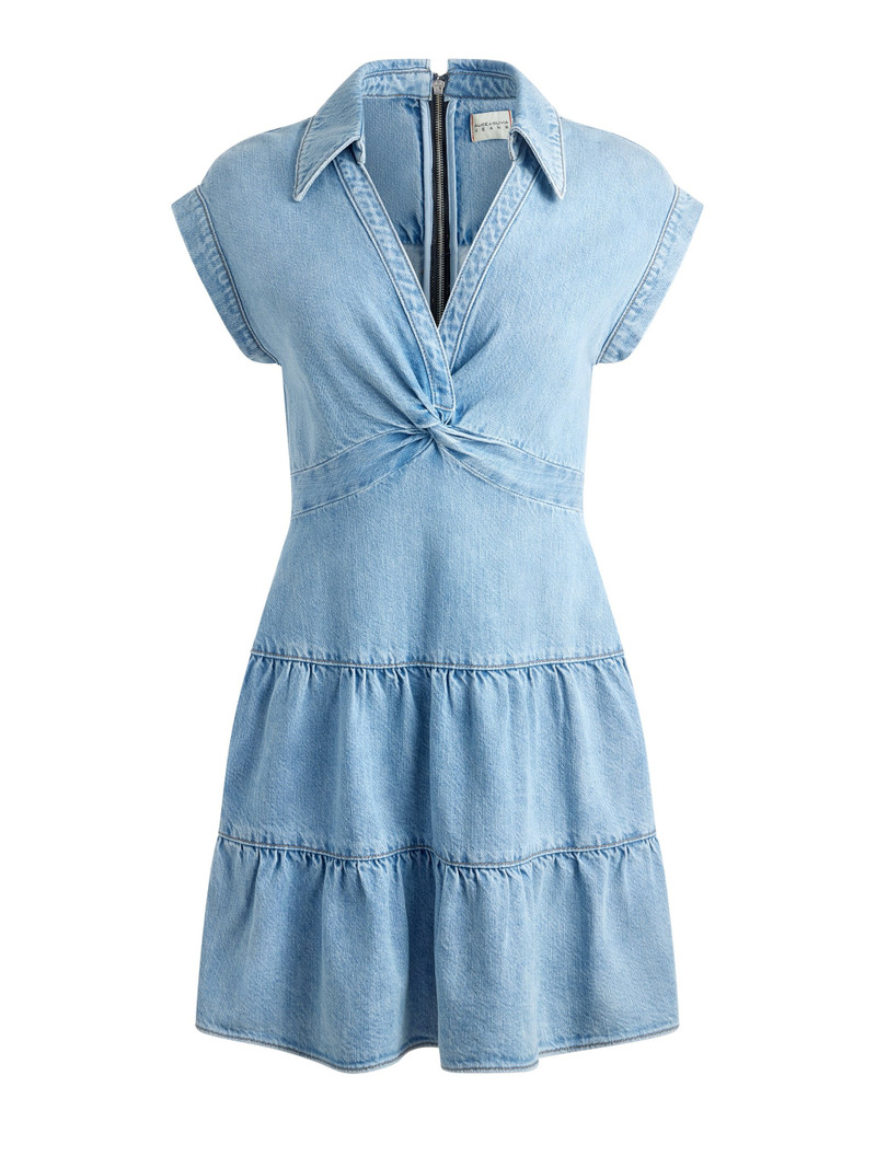 mila denim mini dress Alice + Olivia MILA DENIM TWIST FRONT MINI DRESS - CD406117505H435