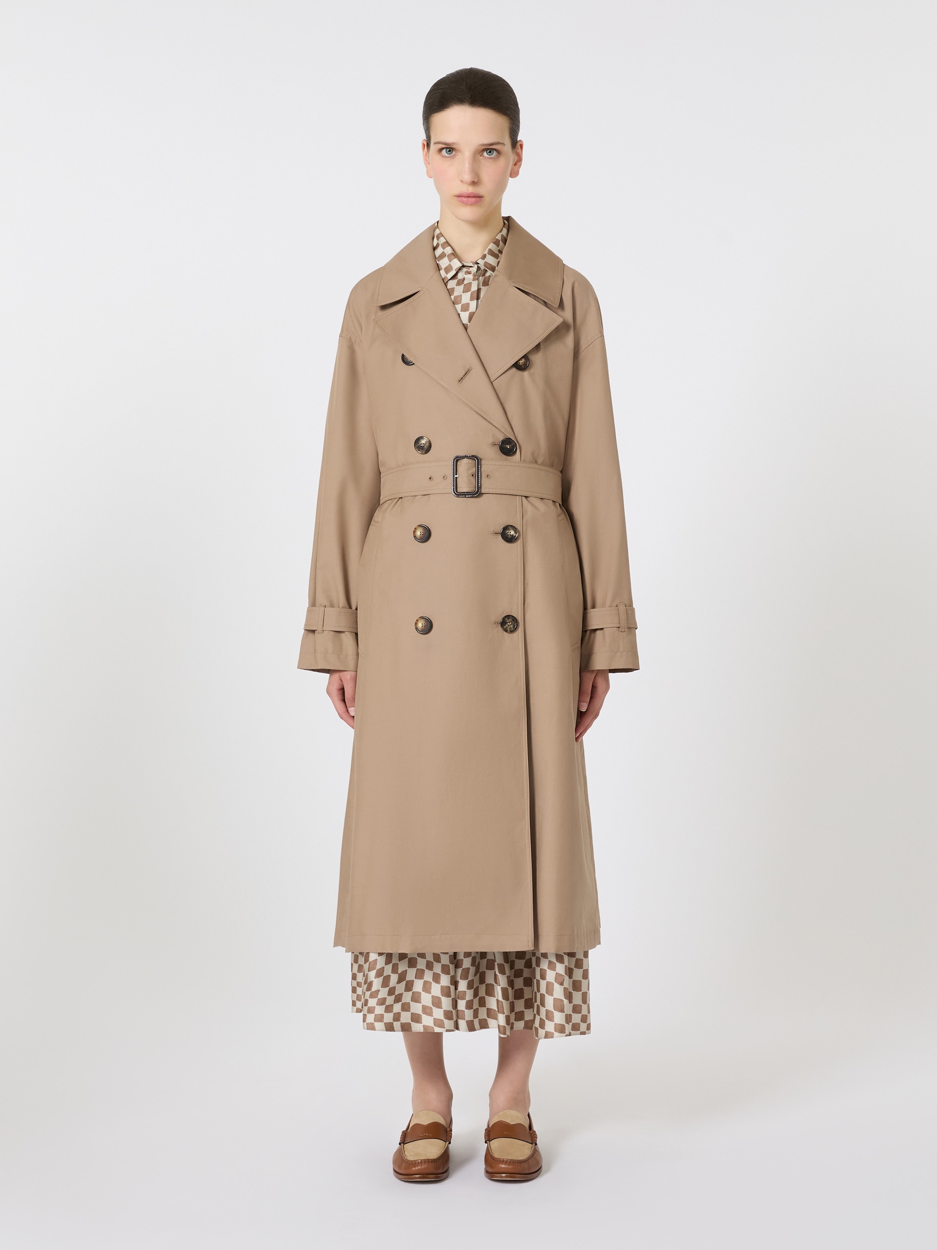 FIORITO Long water-repellent cotton twill trench coat - 3
