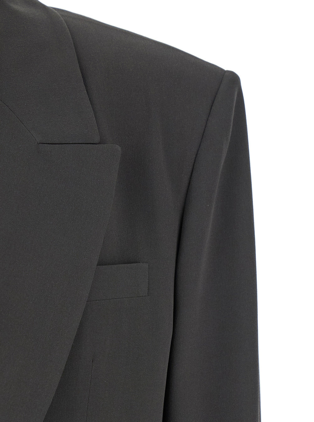 Saint Laurent Women Grey Single-Breasted Jacket With Peak Revers In Silk Woman - 3