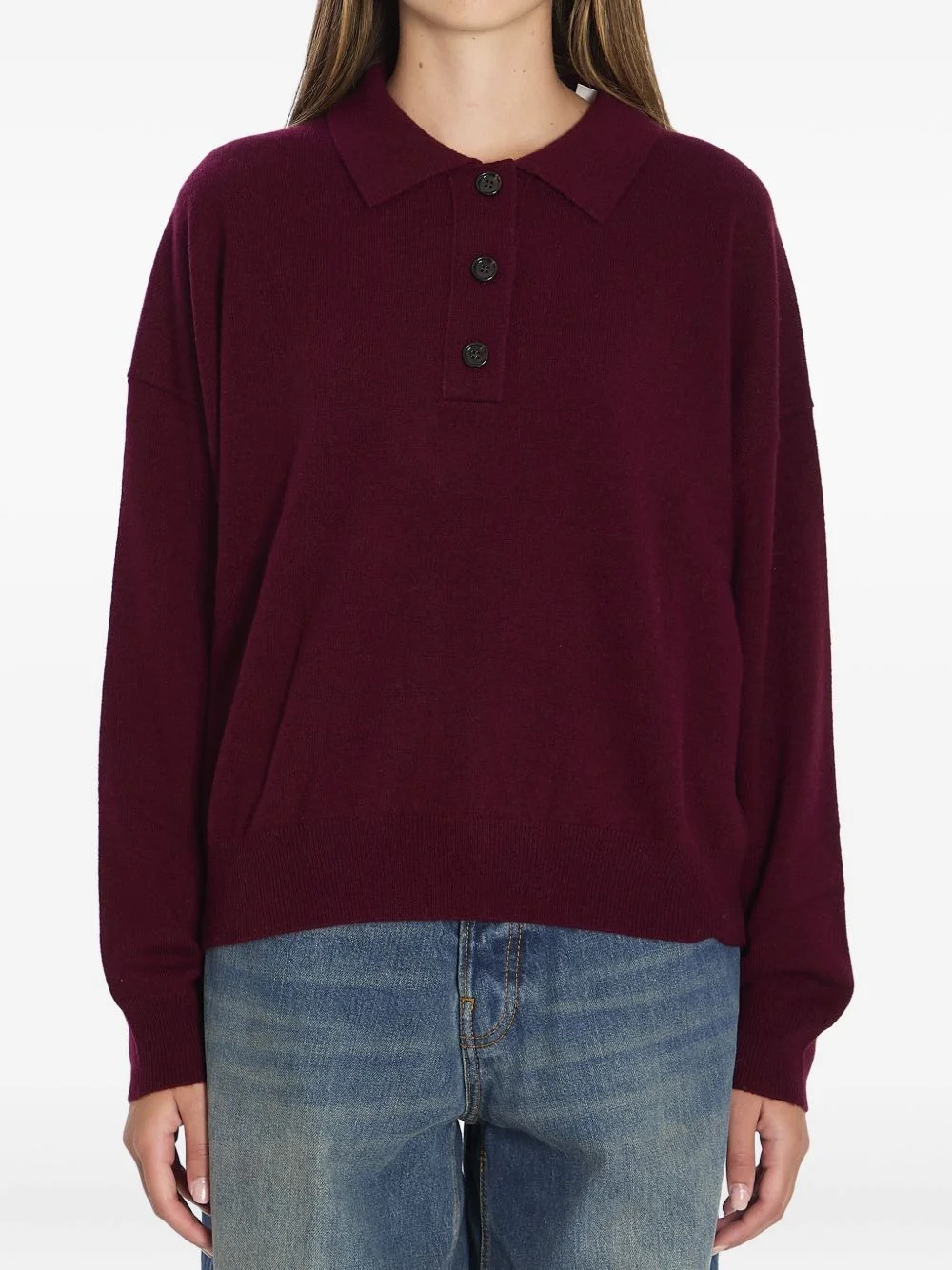 ribbed three-button polo shirt - 1