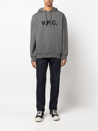 A.P.C. logo-print cotton hoodie outlook