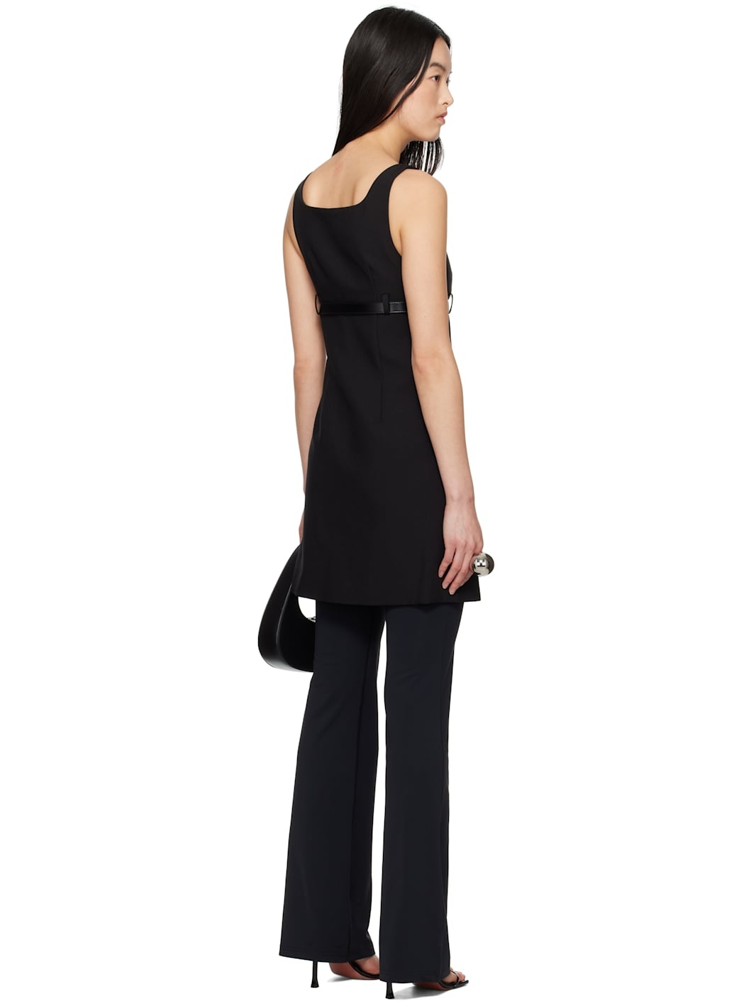 Black Belted Tailored Minidress - 3