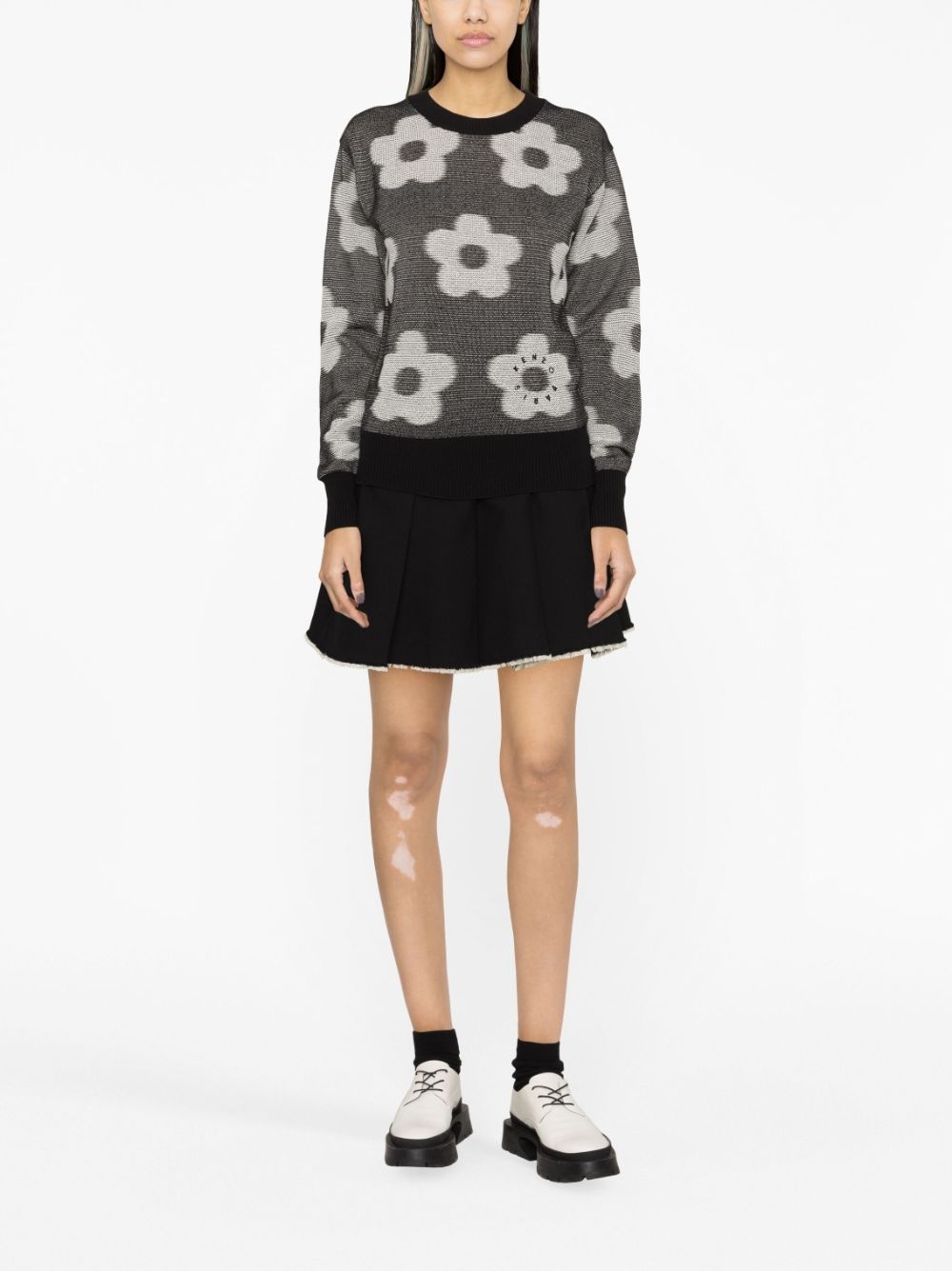 Flower Spot-jacquard cotton jumper - 2