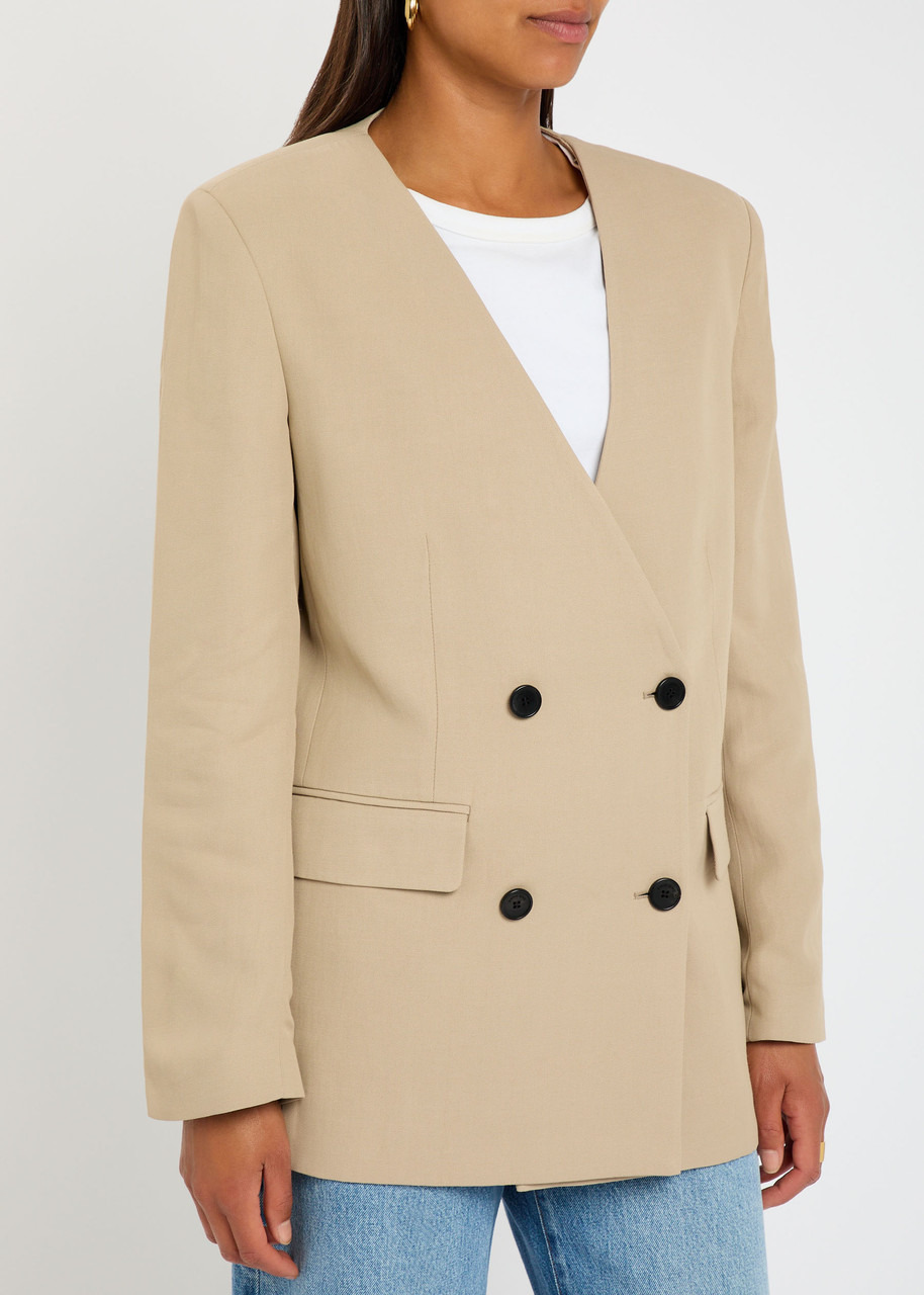 Anine Bing Maron V-neck Woven Blazer - 2