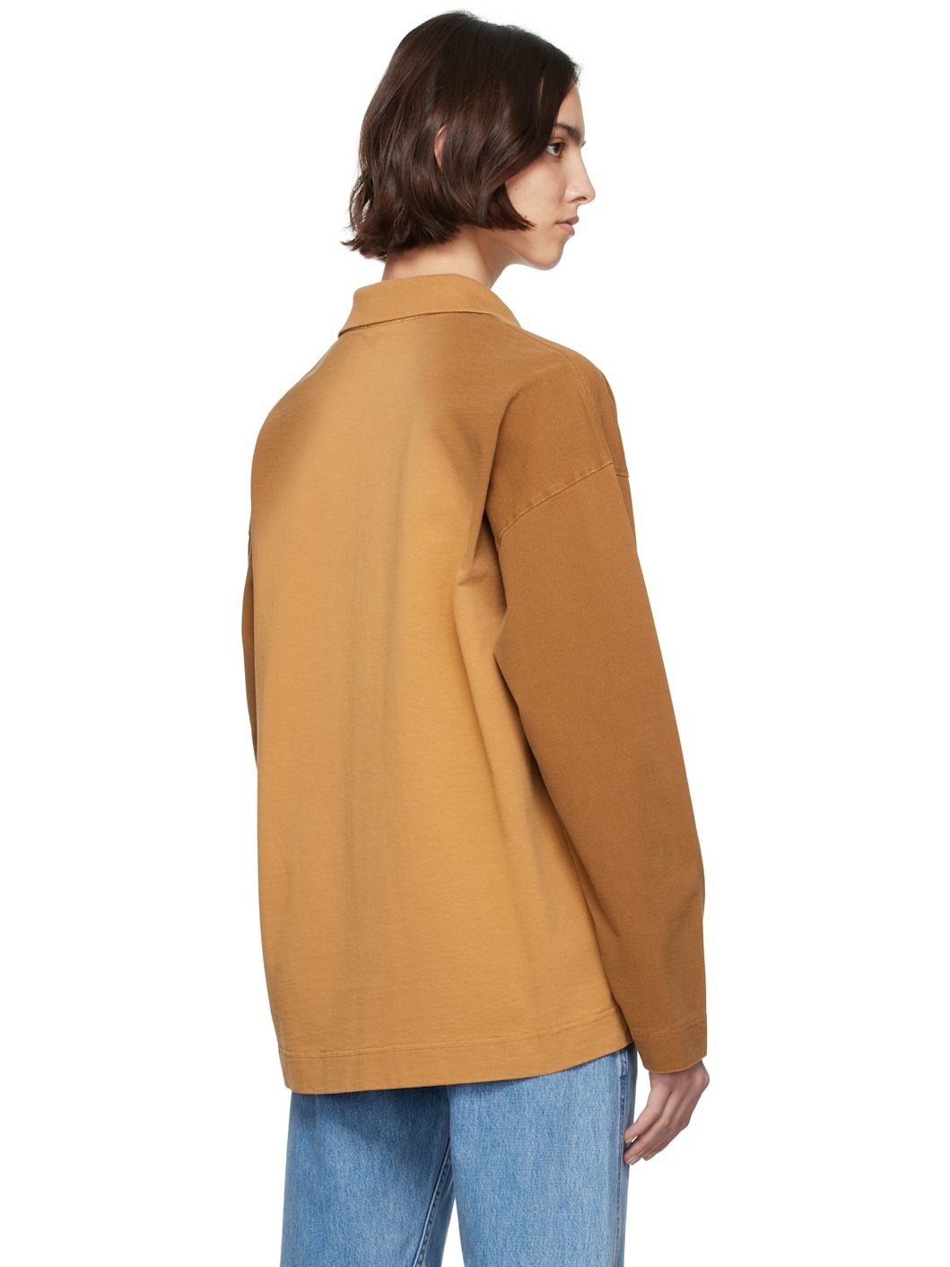 Tan Long Sleeve Rugby Polo - 3