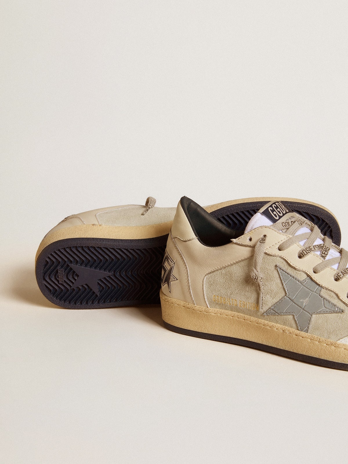 Ball Star LTD in leather and suede with crocodile print leather star - 3