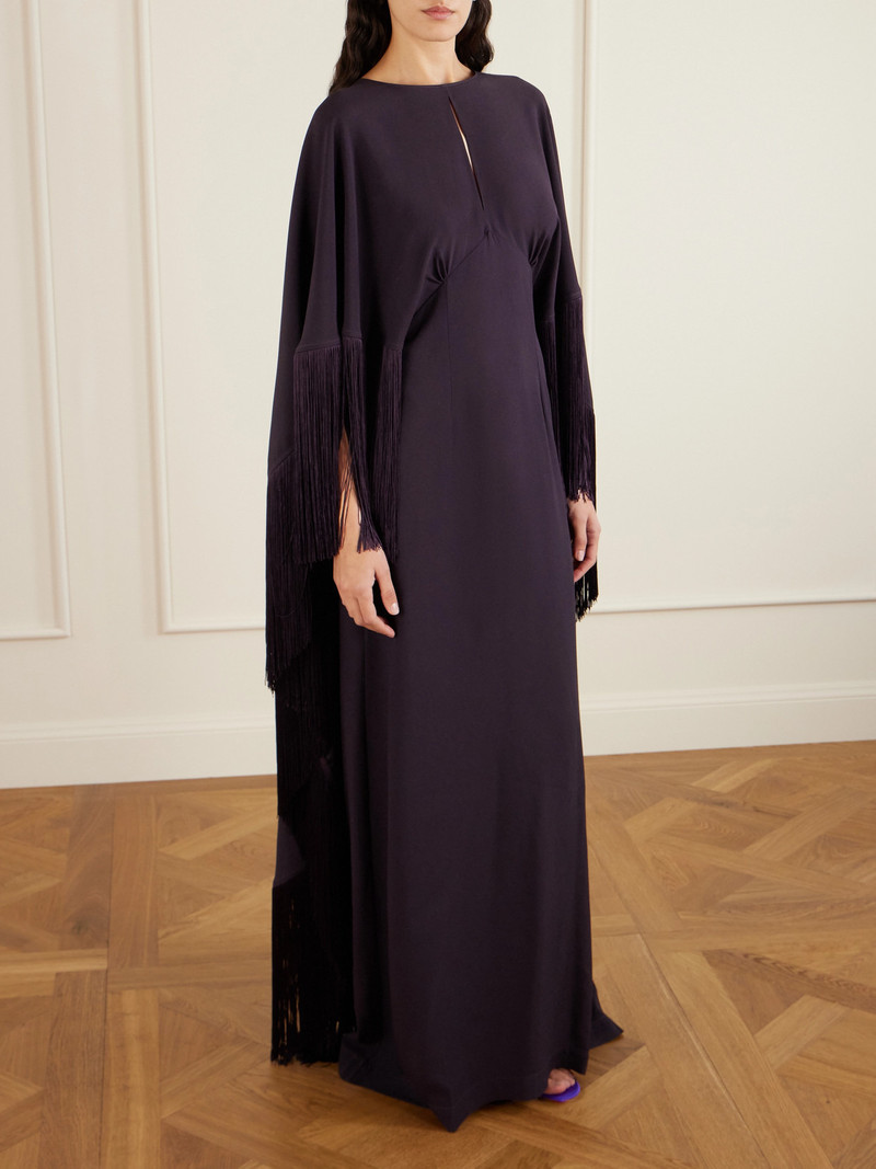 Taller Marmo 1974 Cutout Fringed Crepe Gown outlook