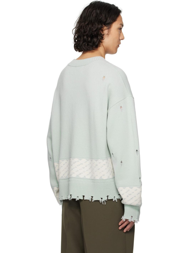 Green Yu Zu Xie Ripped Jacquard Sweater 3