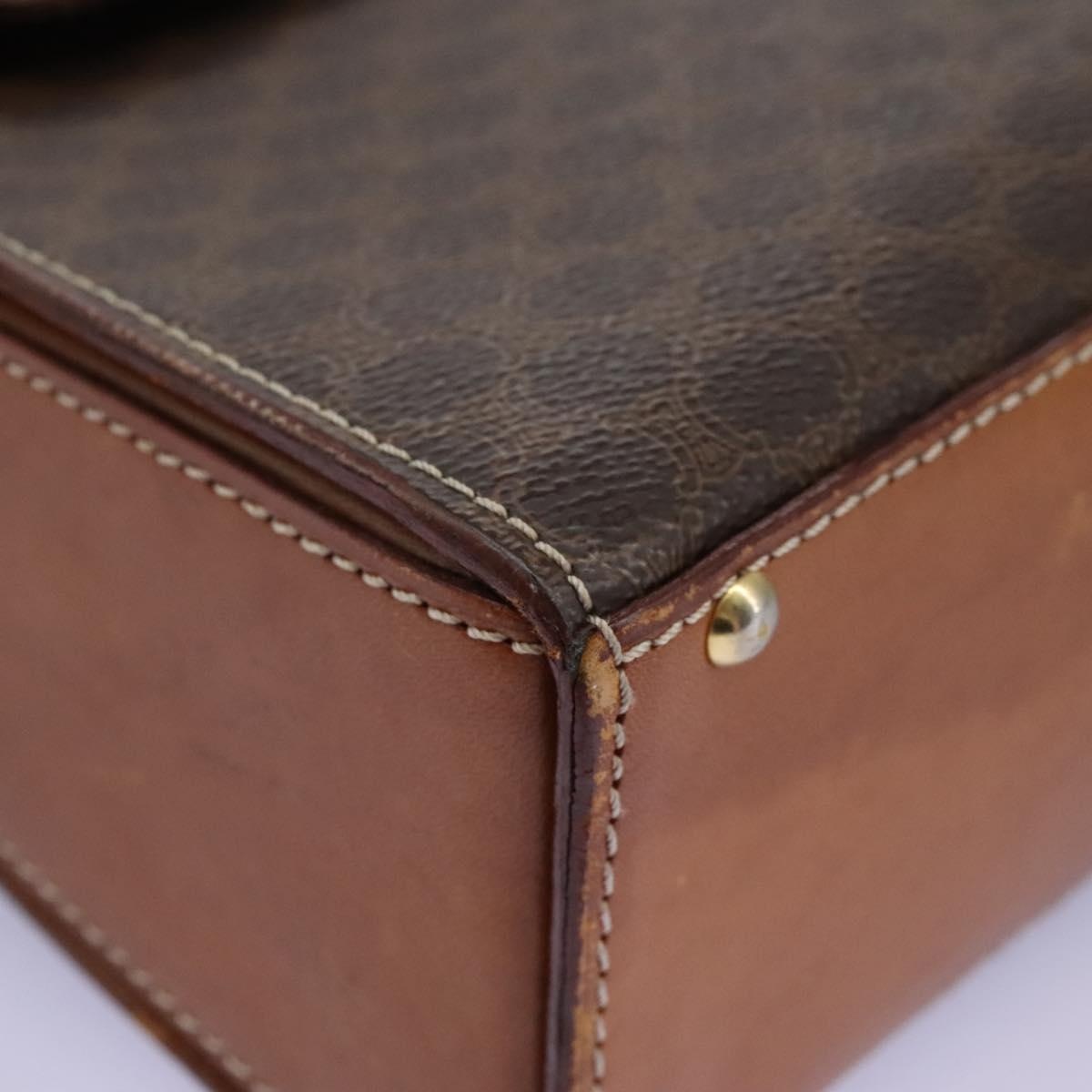 CELINE Macadam Canvas Hand Bag Pvc Leather Brown Gold - 14