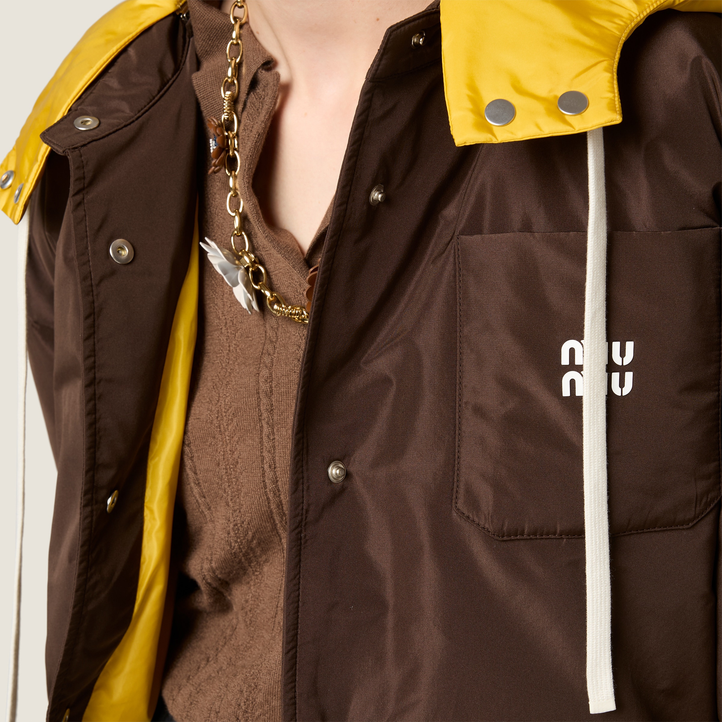 Technical pongé down hoodie jacket - 4