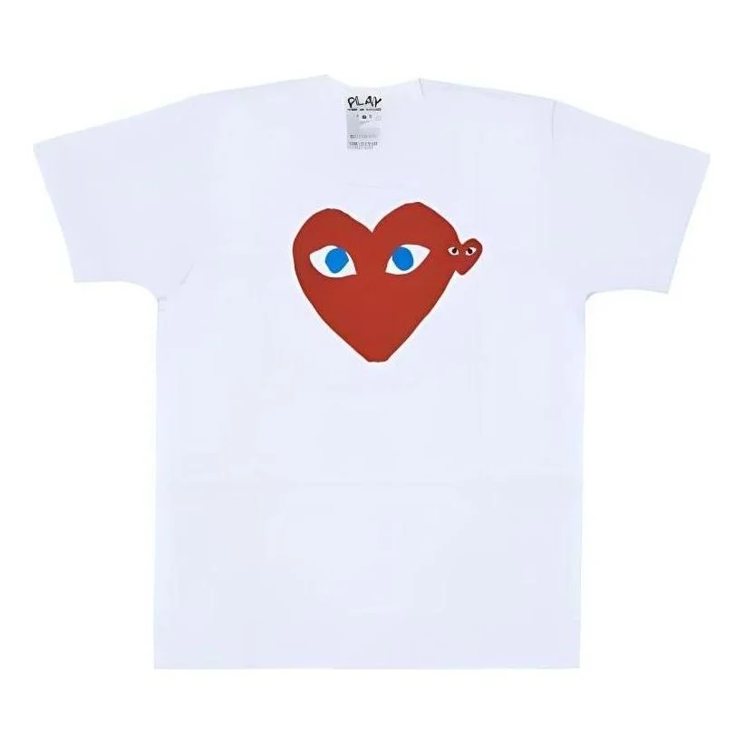 COMME des GARCONS PLAY SS25 Blue Eyes Red Heart T-Shirt 'White' AX-T086-051-1 - 1