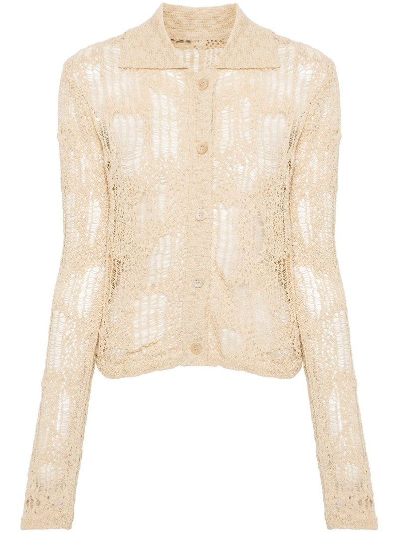distressed open-knit cardigan 1
