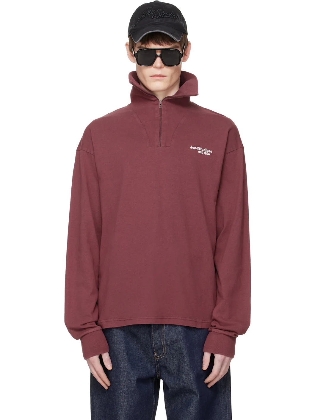 Red Zip-Up Logo Sweatshirt - 1