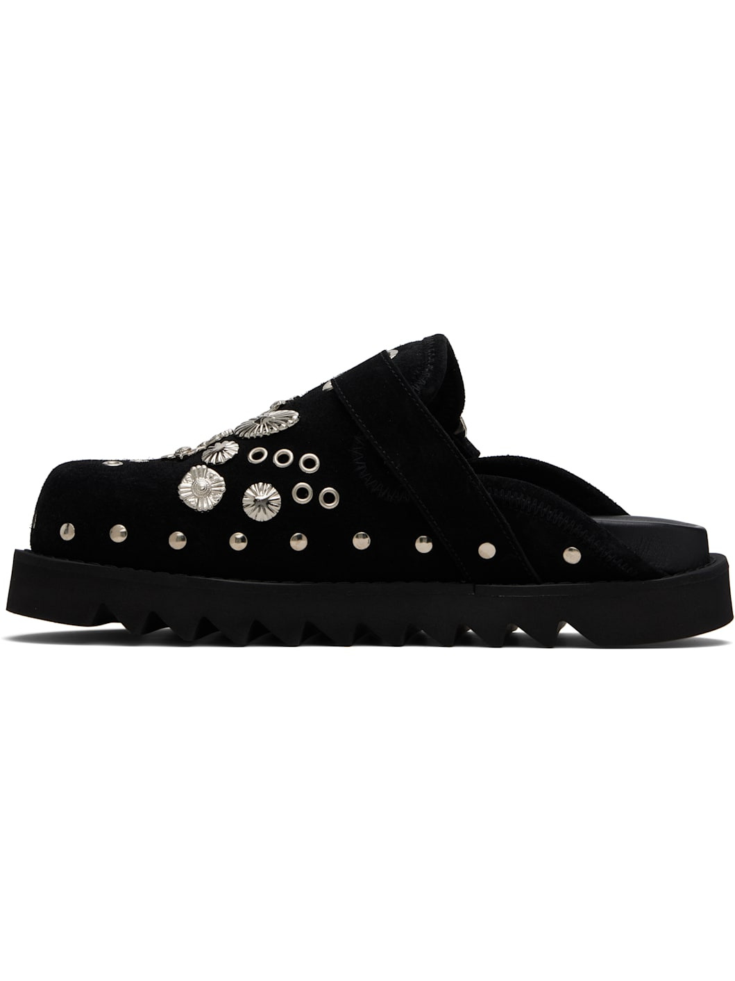 SSENSE Exclusive Black Eyelet Metal Sabot Loafers - 3