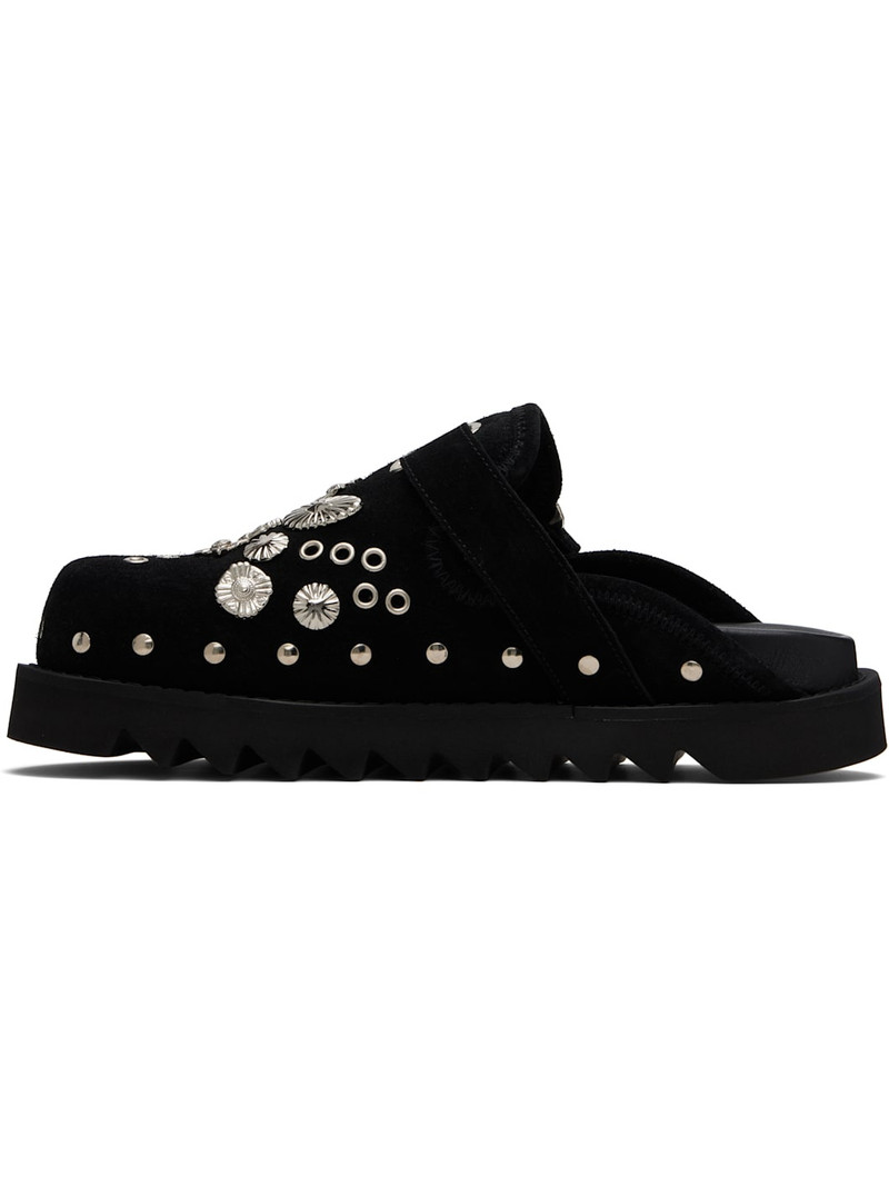 SSENSE Exclusive Black Eyelet Metal Sabot Loafers 3