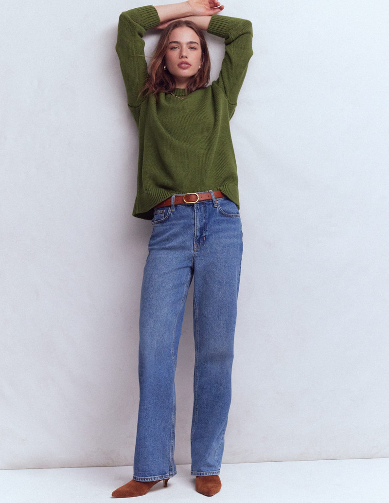 Lucy Oversized Cotton Jumper-Promenade Green 5