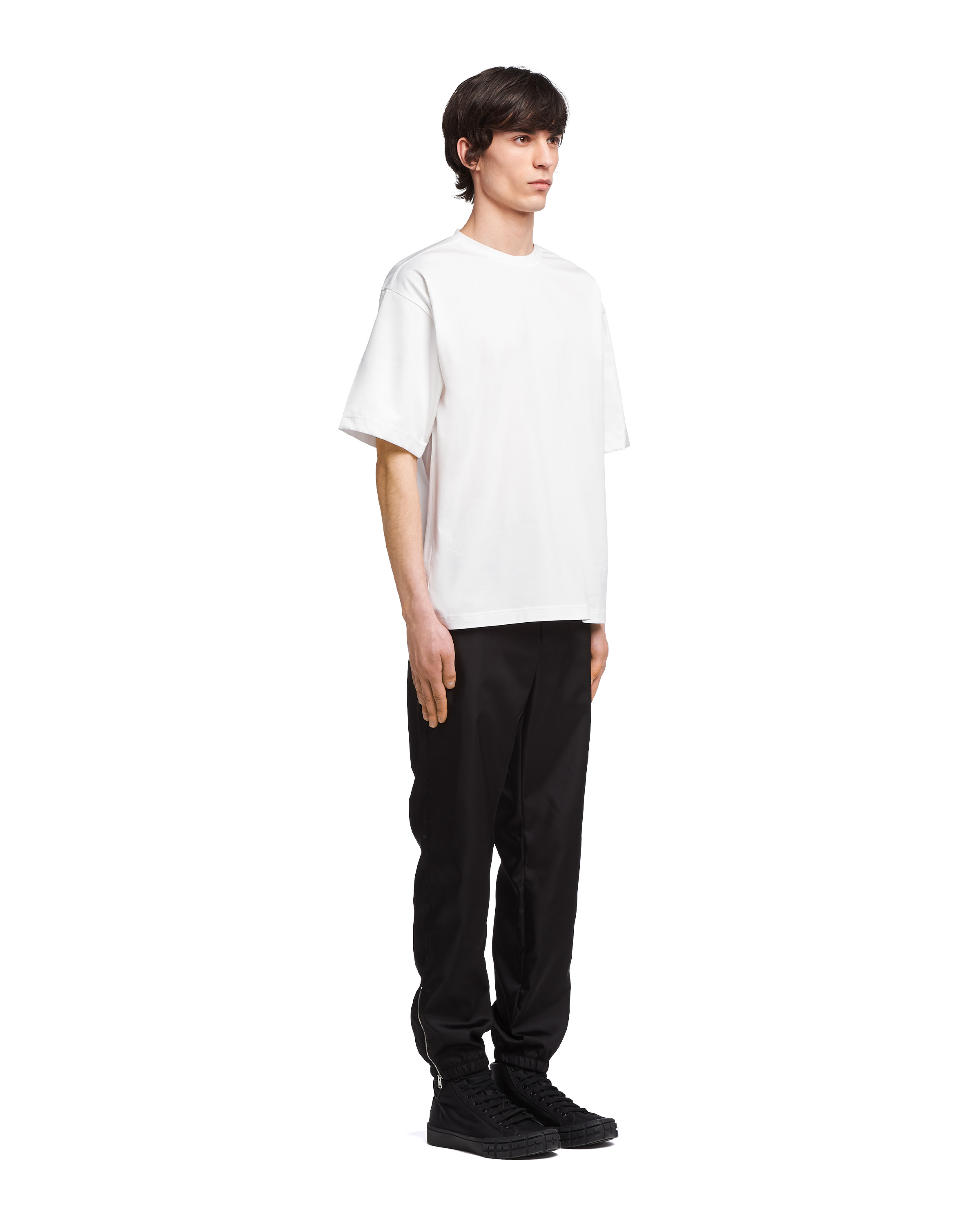 Stretch cotton T-shirt with Re-Nylon details - 3
