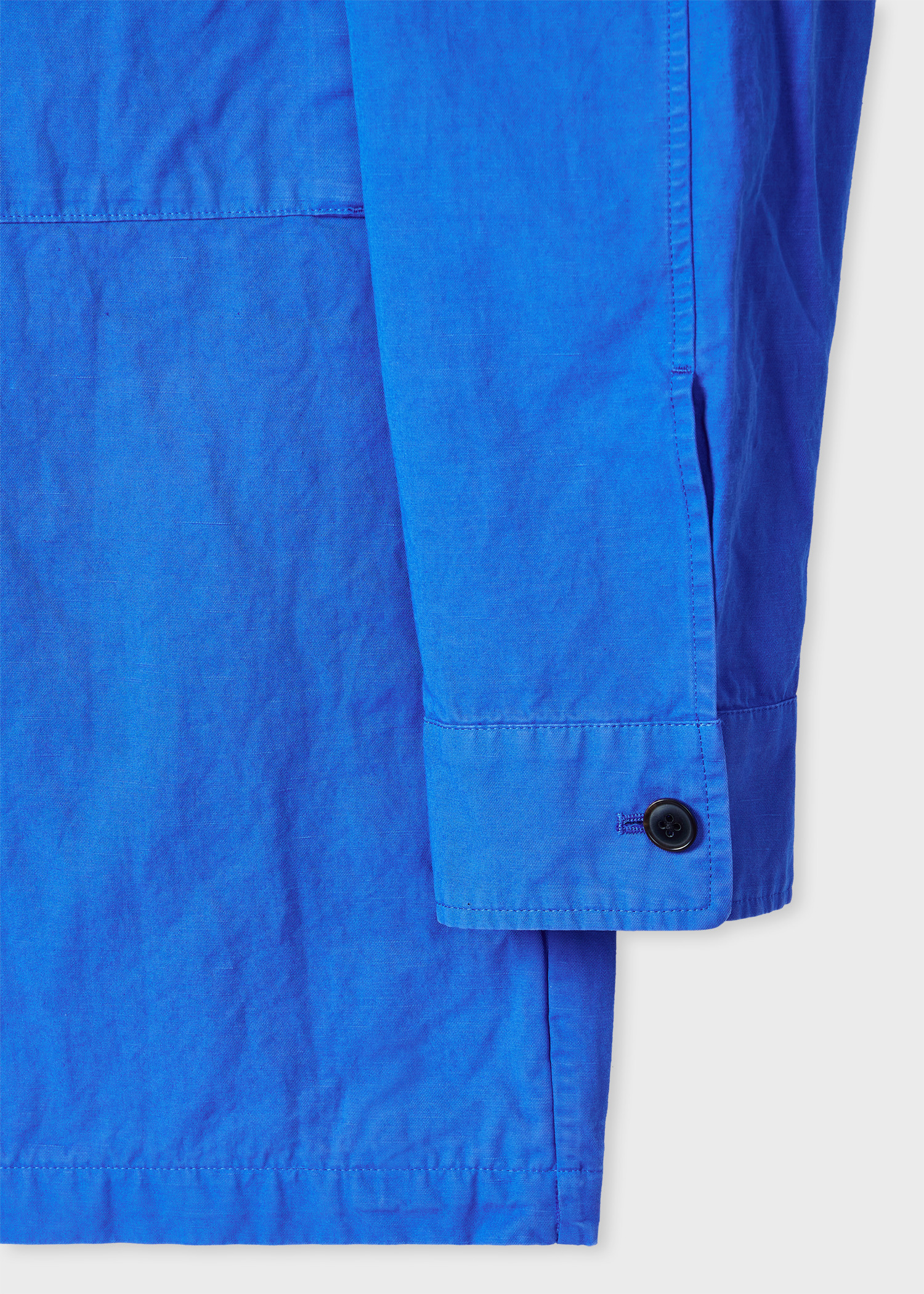 Cobalt Blue Cotton-Linen Overshirt - 3
