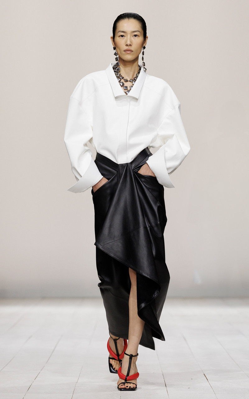 Givenchy Wide-Collared Nappa Leather Shirt white outlook