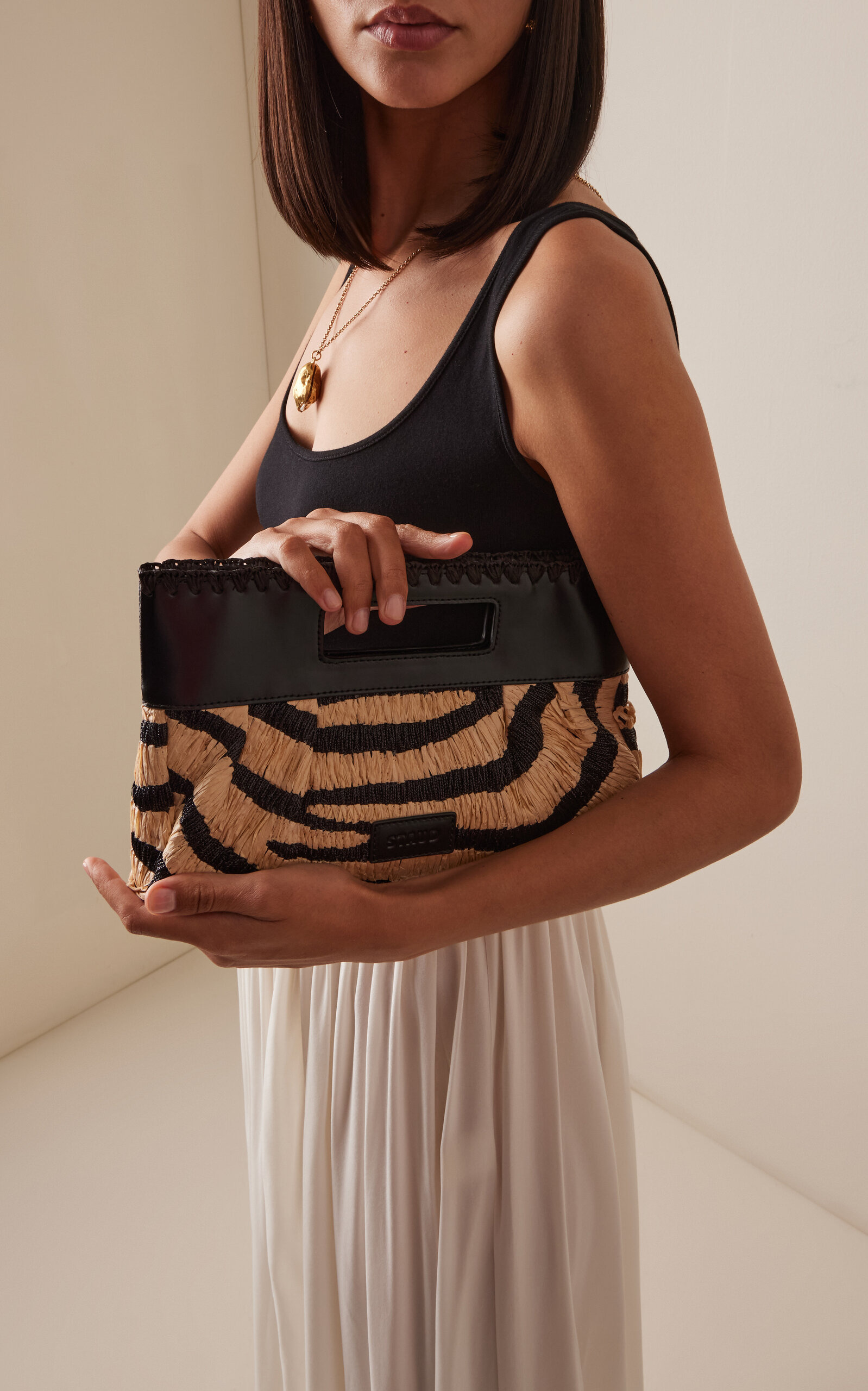 Lena Zebra Raffia Clutch black/white - 2
