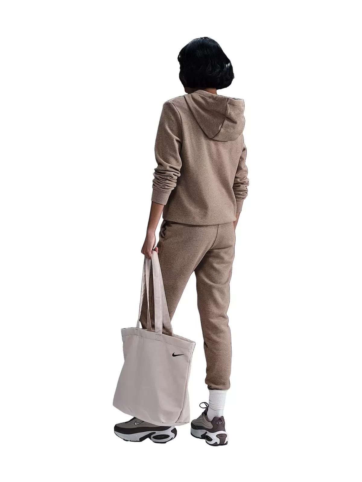 Women's Sportswear Club Fleece Pullover Hoodie -Brown/White - 6