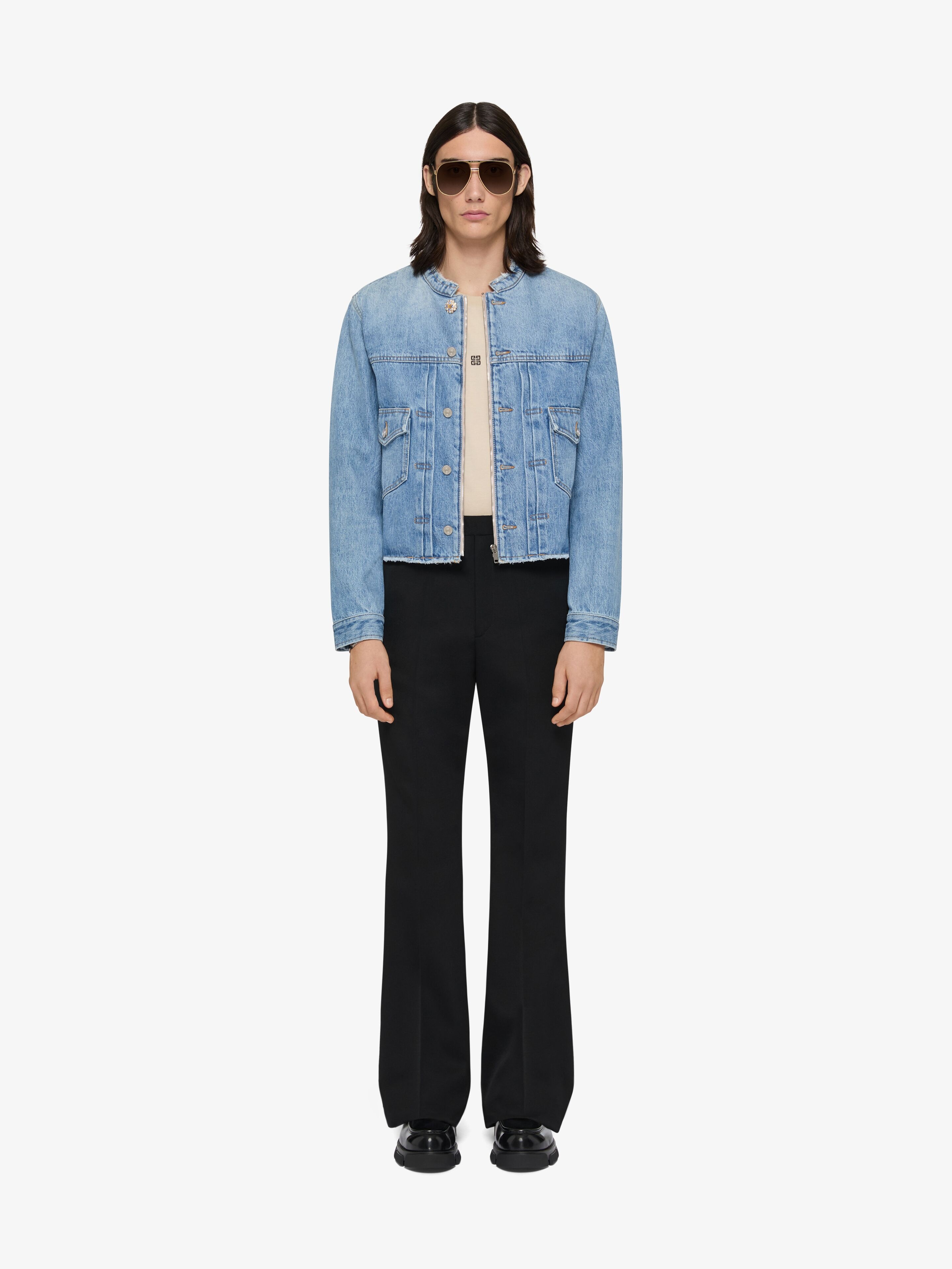 JACKET IN DENIM WITH 4G JEWEL BUTTON - 2