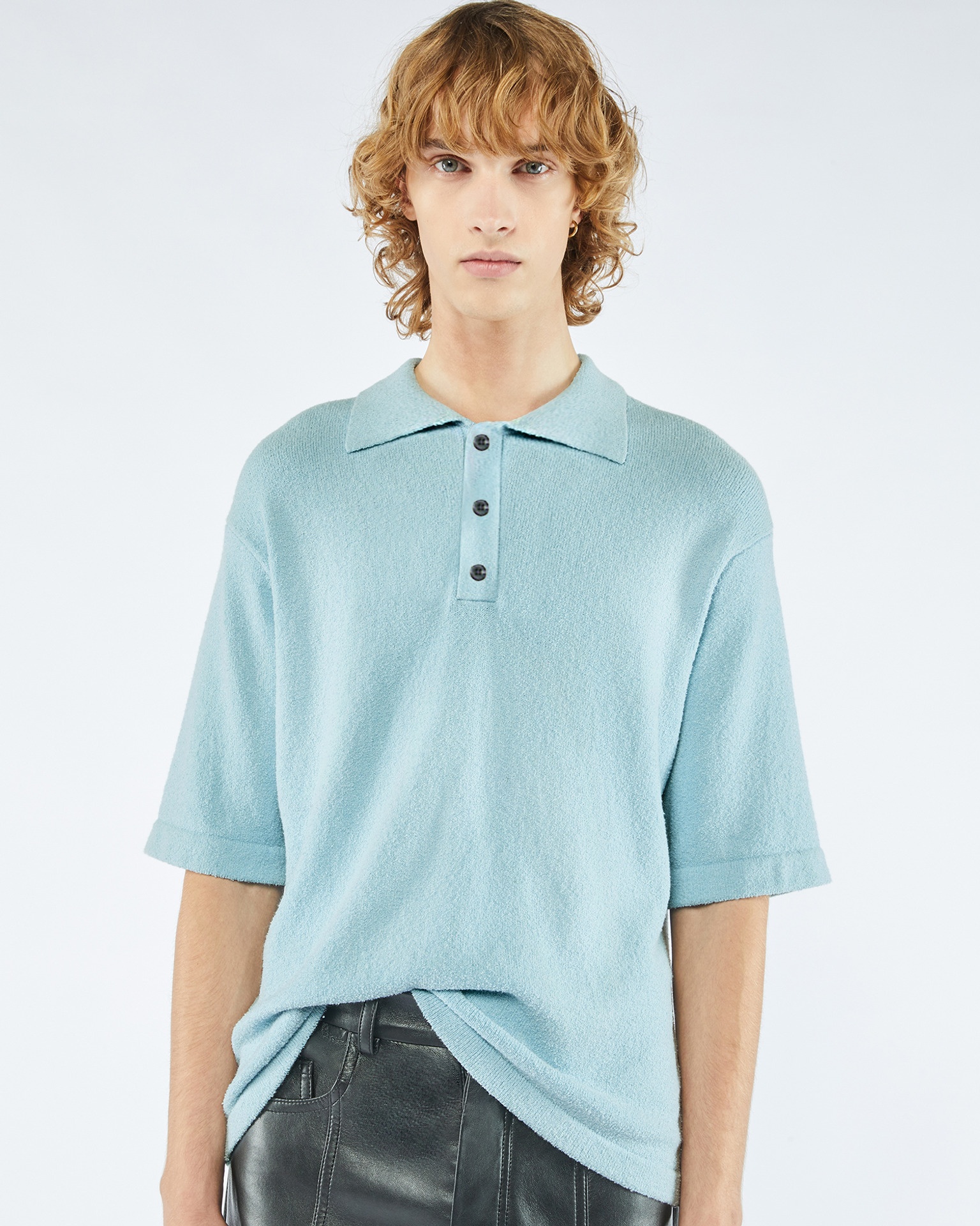 CARVER - Terry-knit polo shirt - Sky - 4