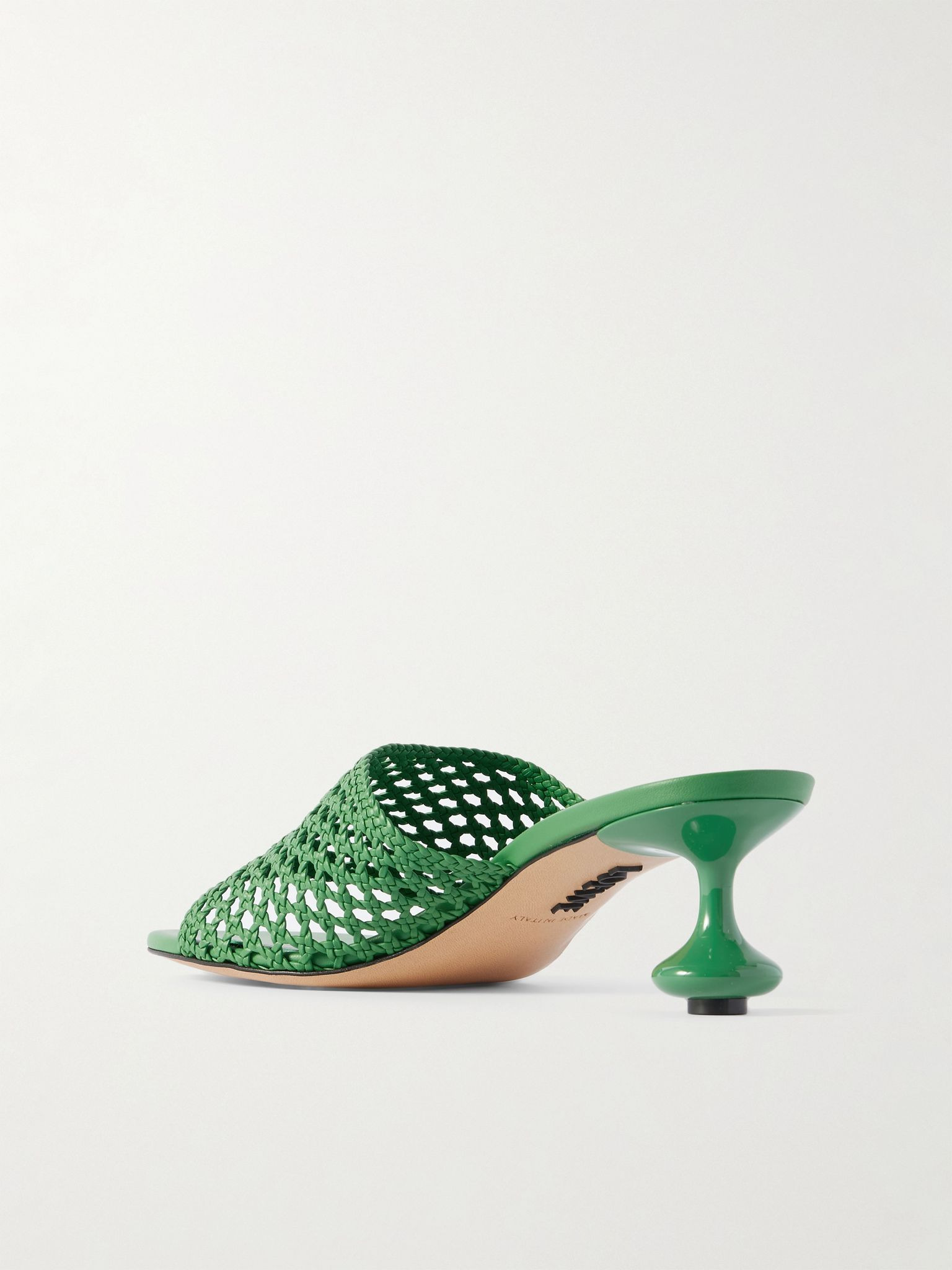 + Paula's Ibiza Toy woven leather mules Green - 3