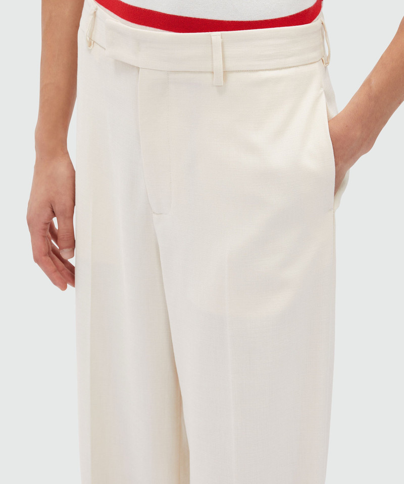 Ivory flamed viscose canvas trousers 5