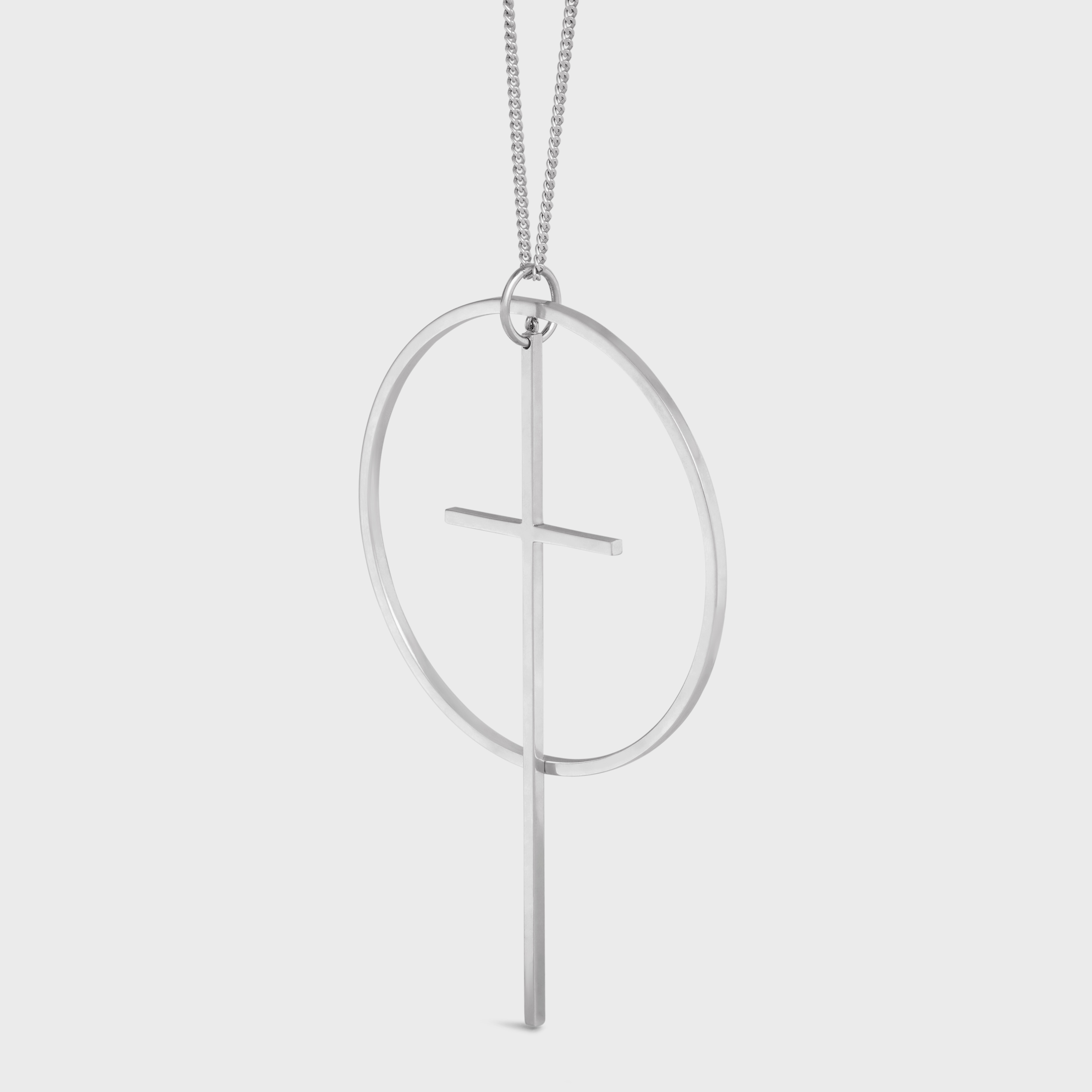 Celine Symboles Cross Necklace in Sterling Silver with Rhodium Finish - 2