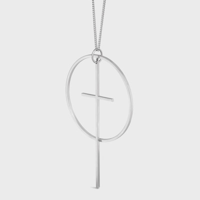 CELINE Celine Symboles Cross Necklace in Sterling Silver with Rhodium Finish outlook