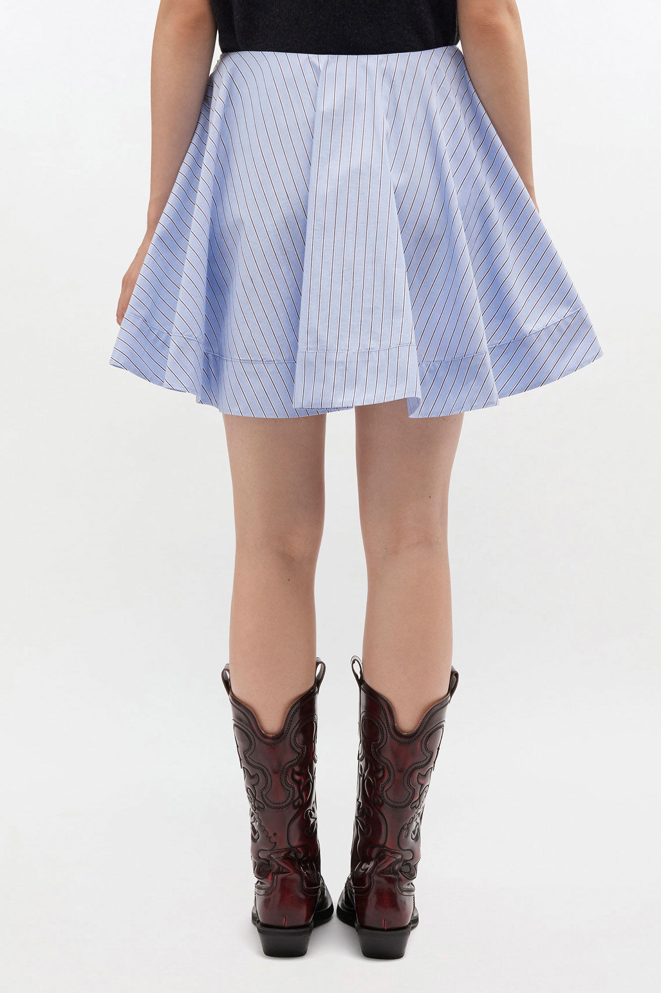 BLUE STRIPE MINI CIRCLE SKIRT - 4