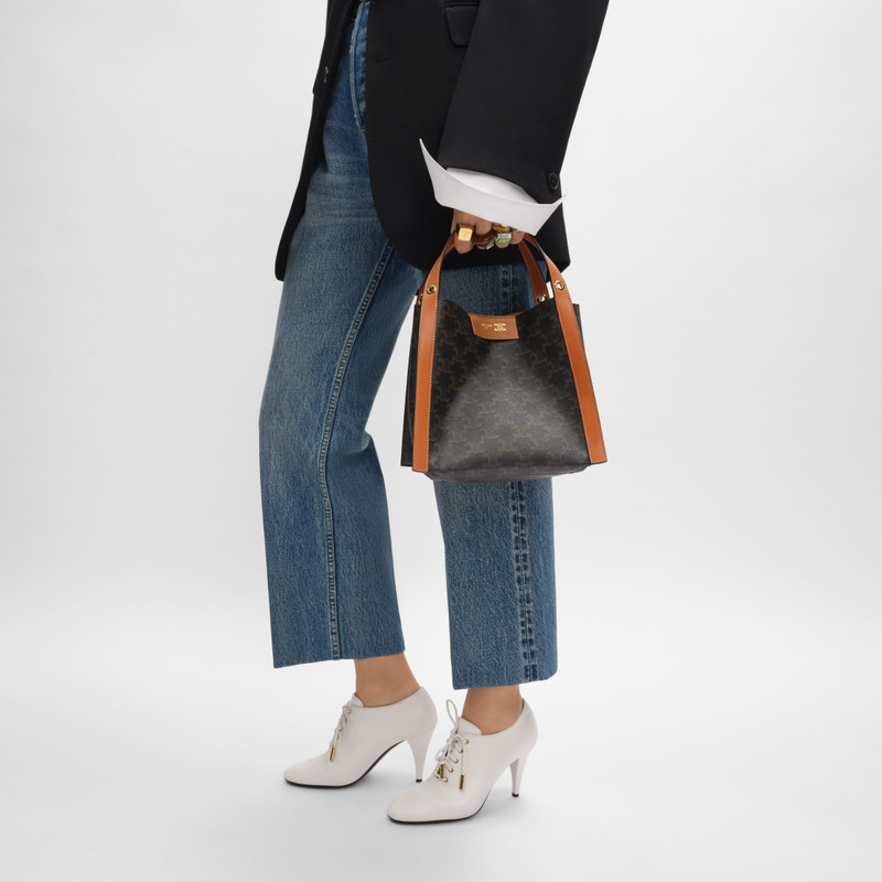 SMALL CUBO BAG IN Triomphe Canvas and NATURAL Calfskin 3