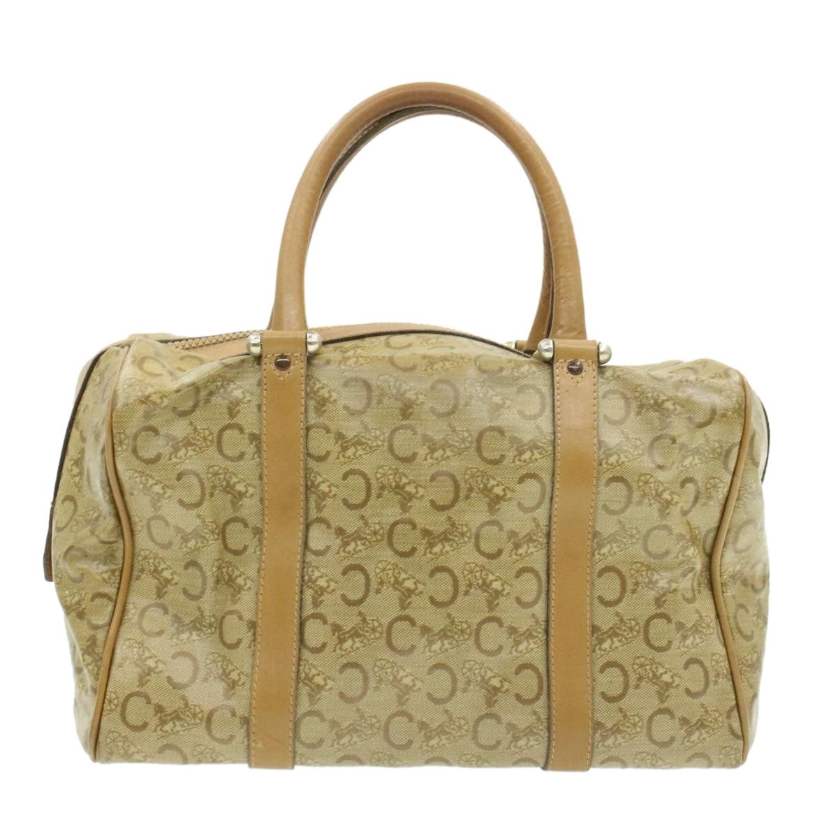 CELINE C Macadam Horse Carriage Hand Bag Pvc Leather Beige - 3