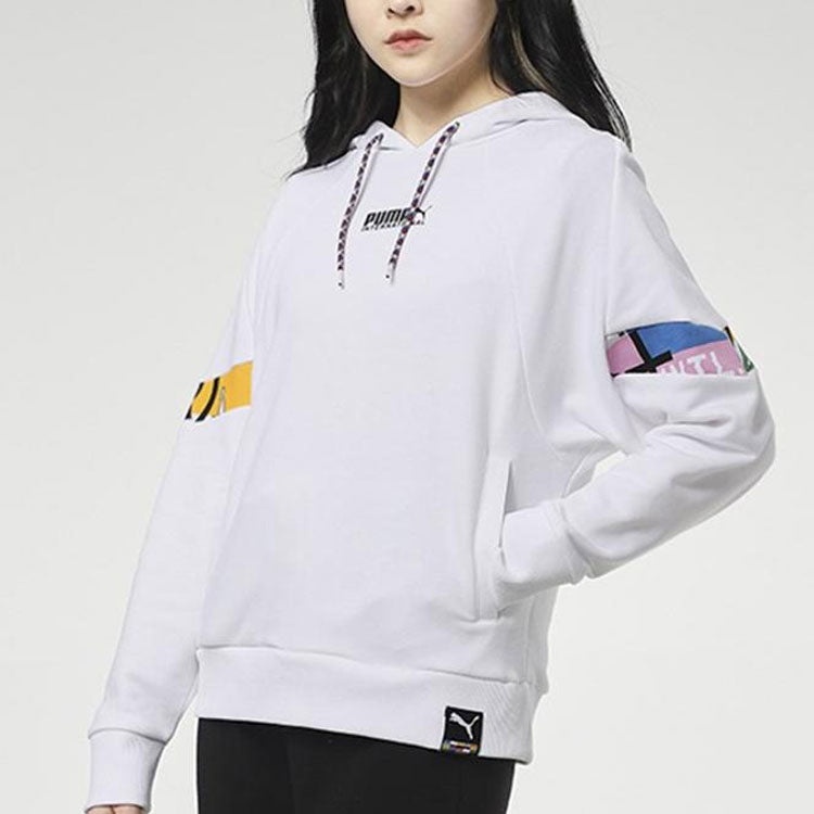 (WMNS) PUMA International Hoodie 'White Black' 531351-02 - 5