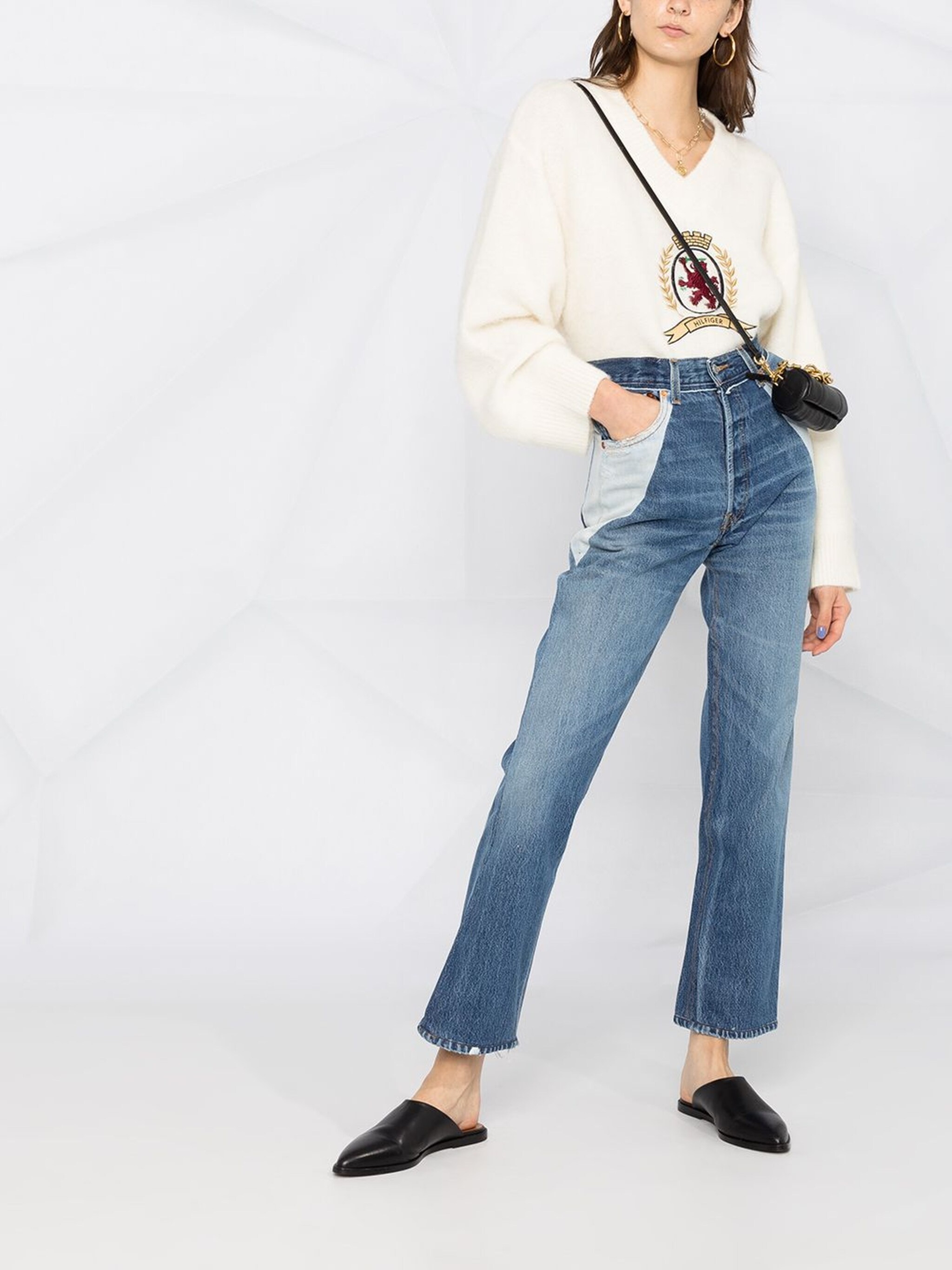 panelled straight leg jeans - 2