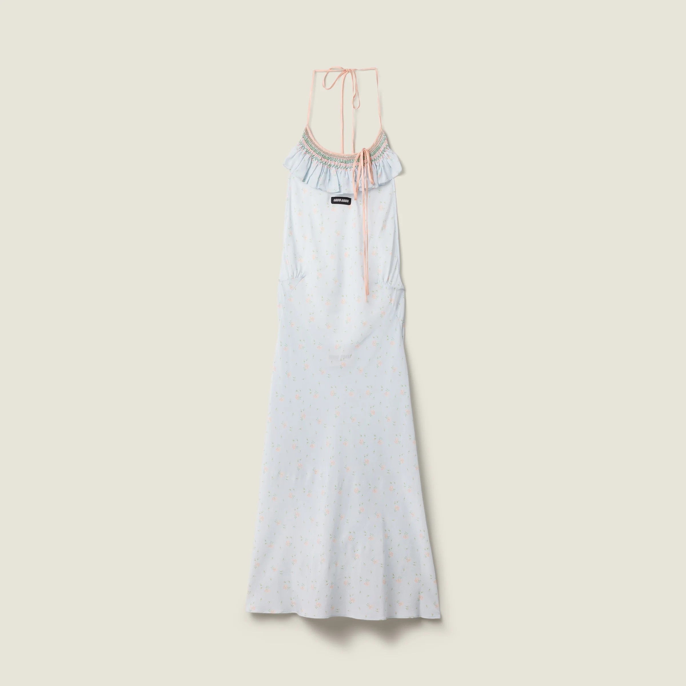 Embroidered marocain crepe dress - 1