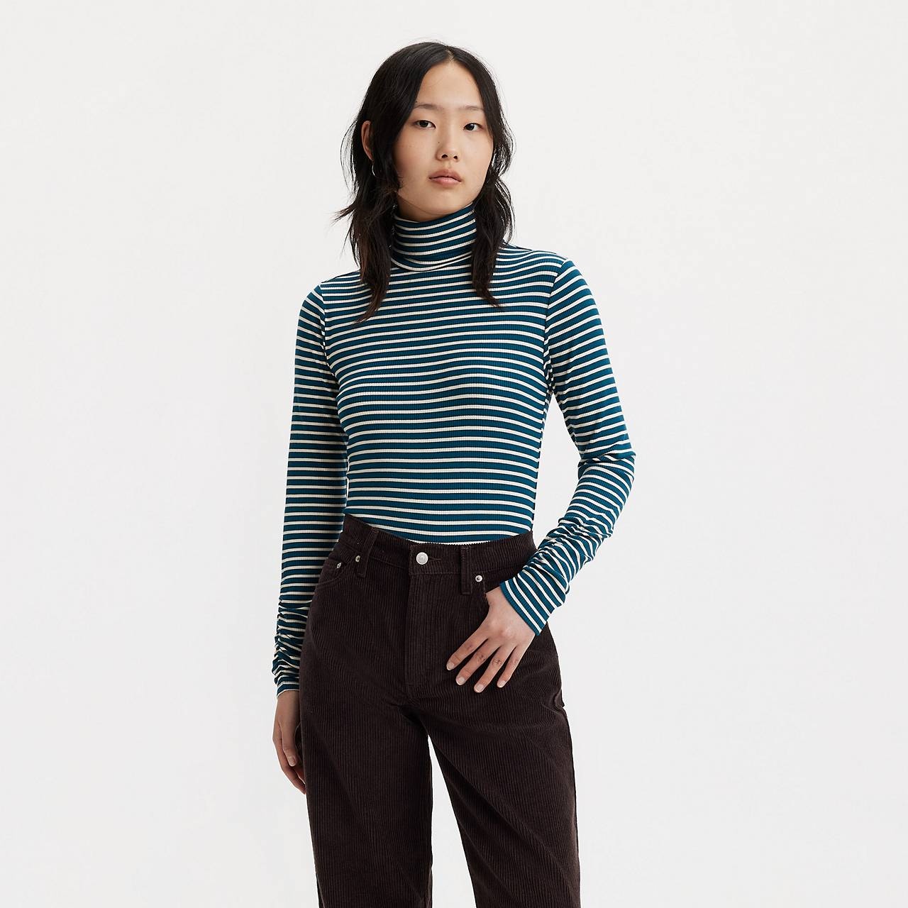 RUCHED TURTLENECK TOP - 1