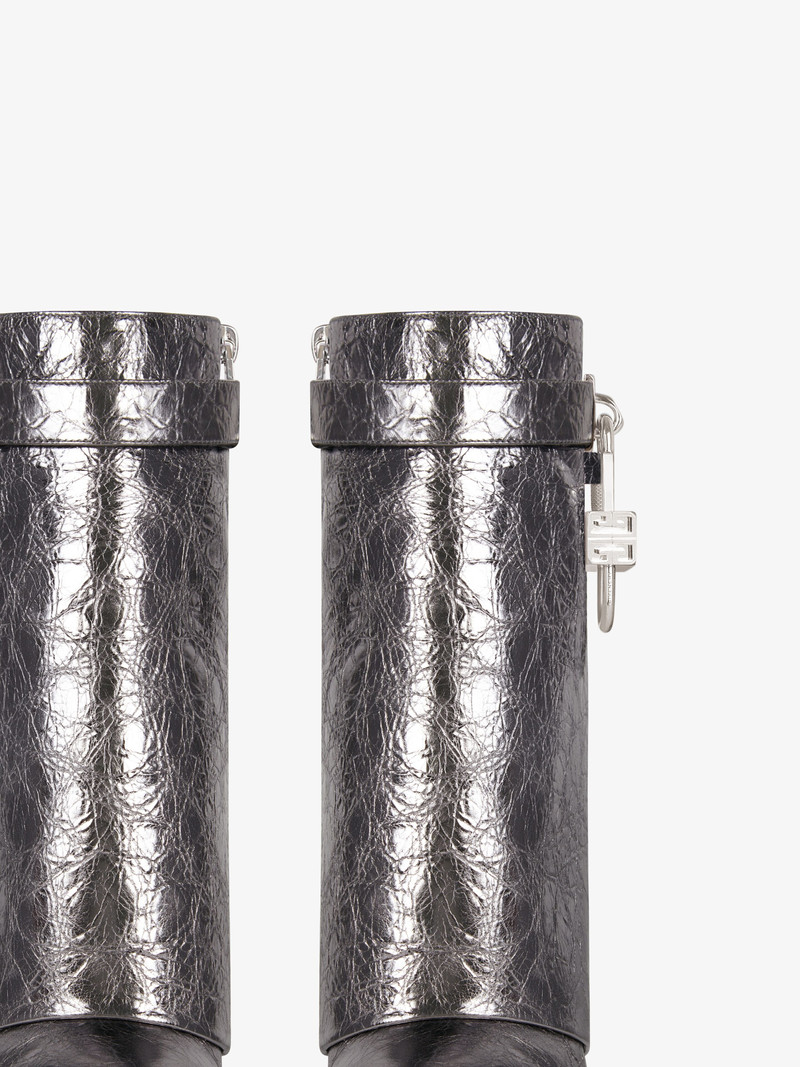 SHARK LOCK ANKLE BOOTS IN LAMINATED LEATHER 5