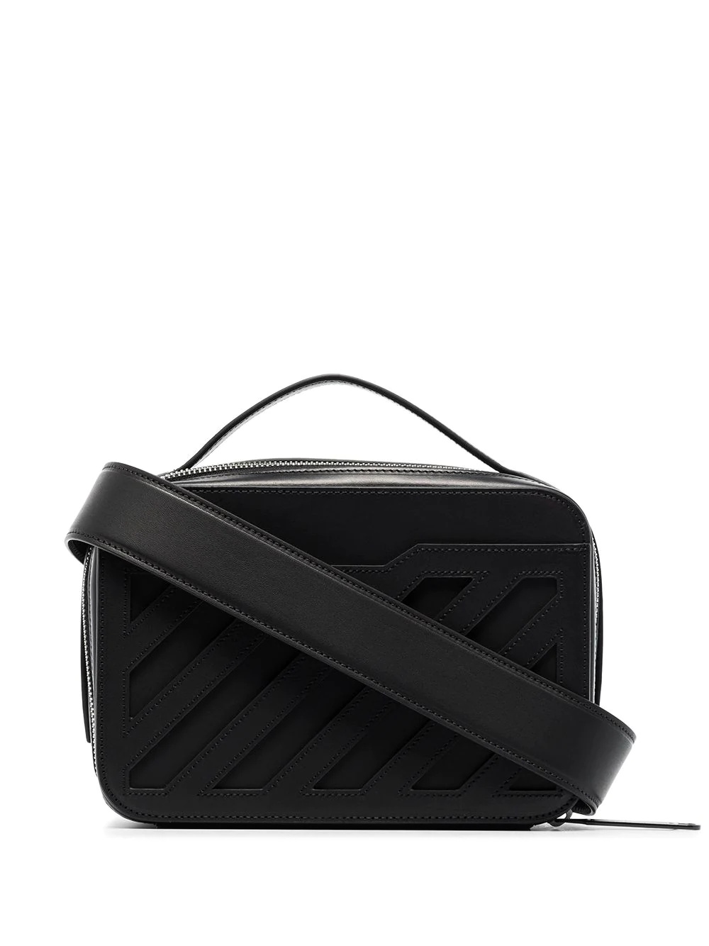 striped leather belt bag - 1