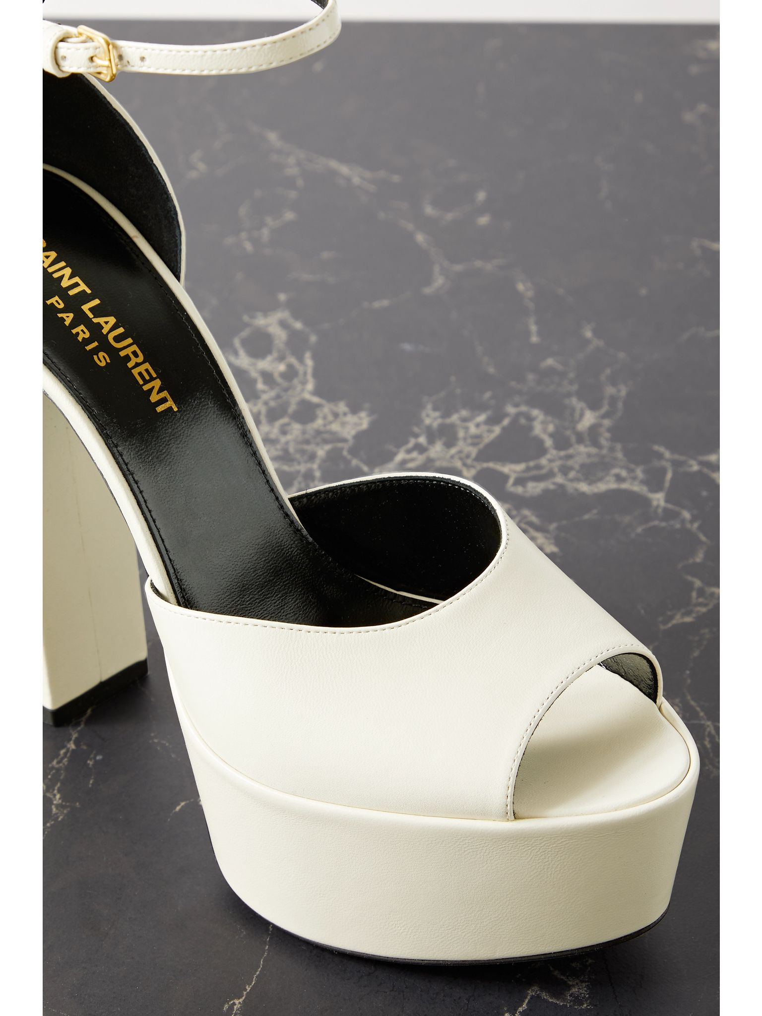 Jodie leather platform sandals Ecru - 4