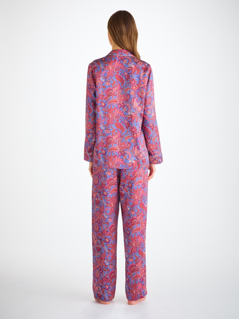 Women's Pajamas Silk Satin Amethyst Jungle Paisley Pattern - 4