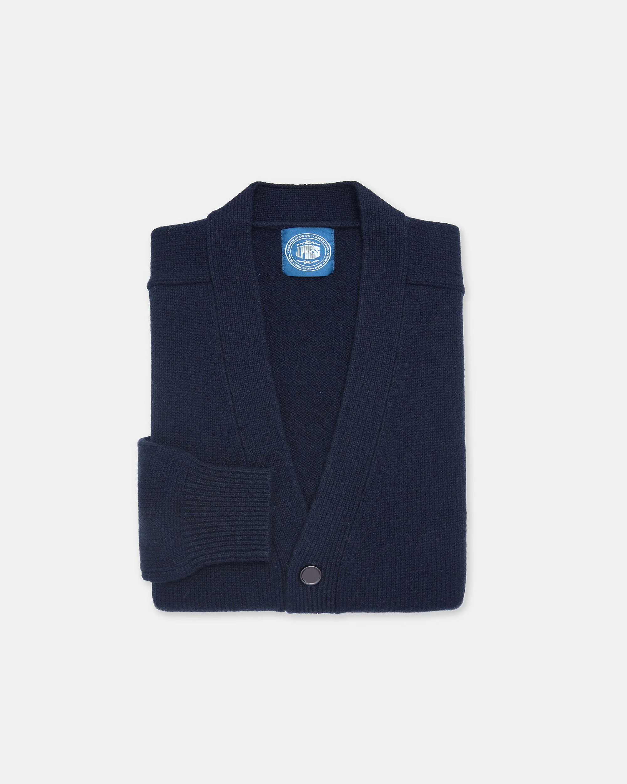 NAVY LAMBSWOOL CARDIGAN SWEATER - 1