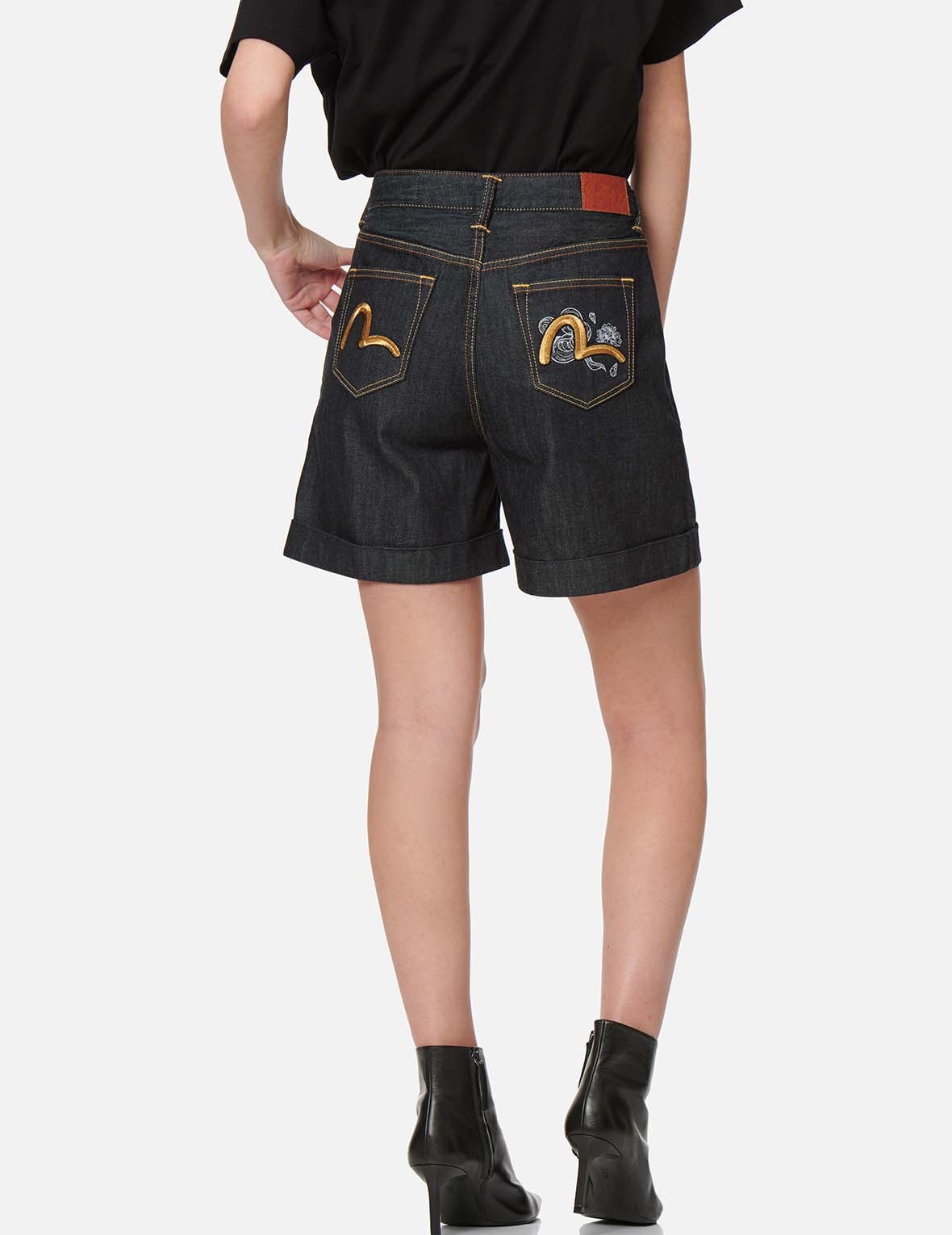 SEAGULL EMBROIDERY DENIM SHORTS - 4