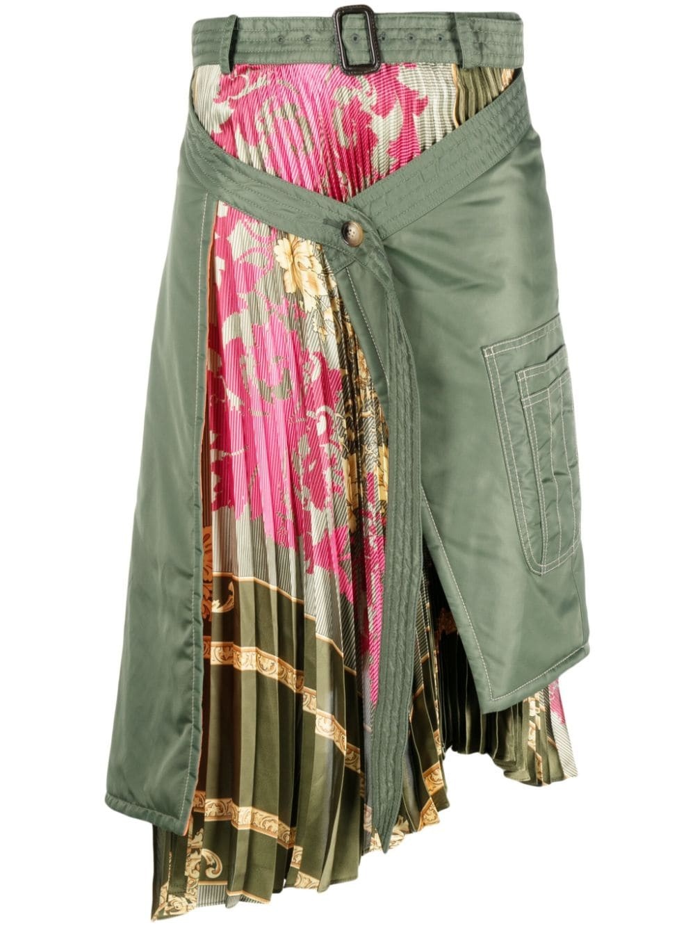 floral-print draped midi skirt - 1