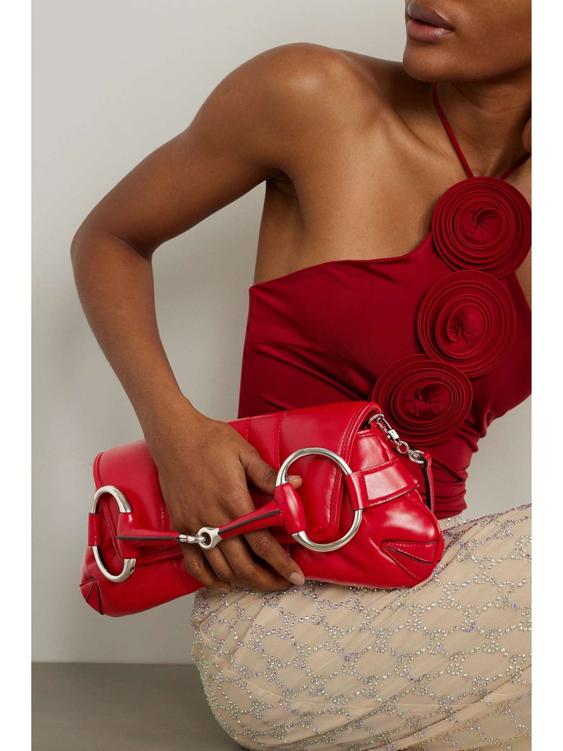 GUCCI Horsebit embellished quilted leather shoulder bag outlook