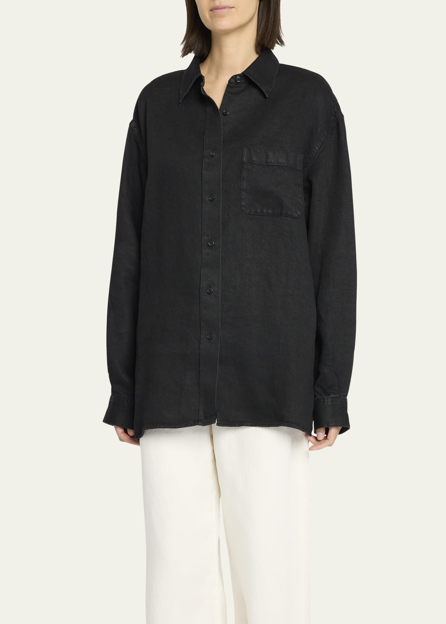 Nesson Oversized Linen Button-Down Shirt - 4