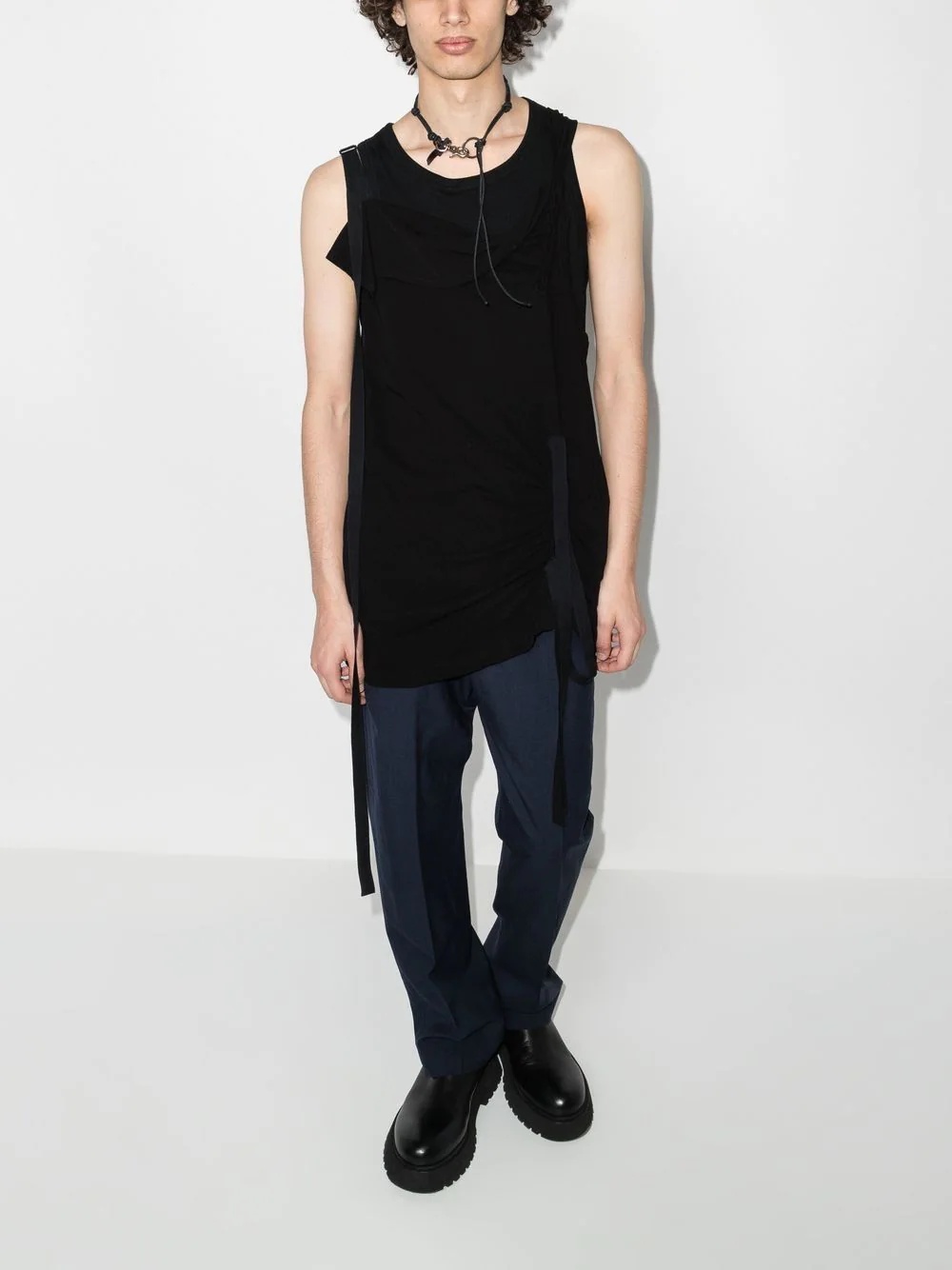 draped crew neck vest - 2